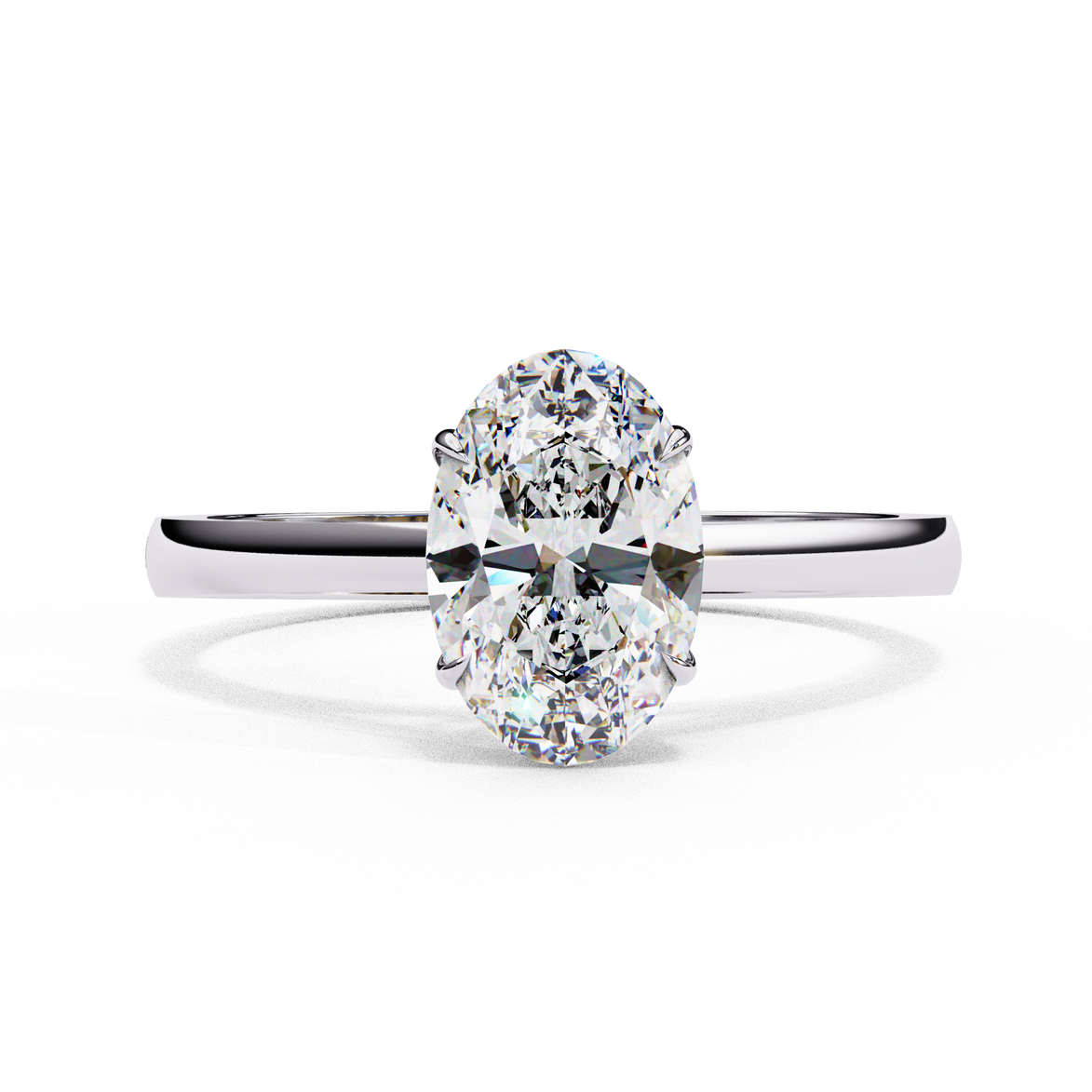 Elegant Oval Diamond Cathedral Solitaire Ring with Elevated Gallery