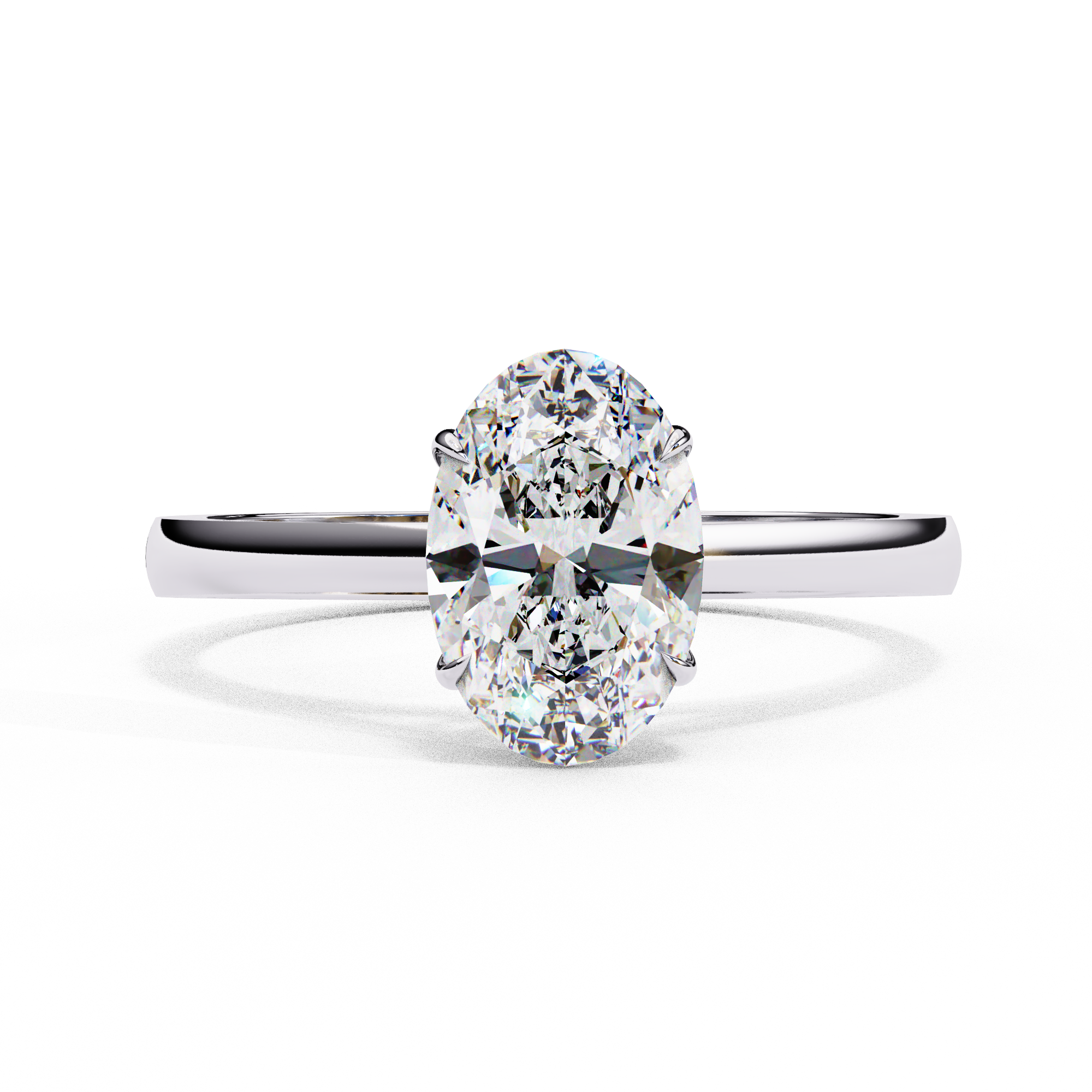 Elegant Oval Diamond Cathedral Solitaire Ring with Elevated Gallery