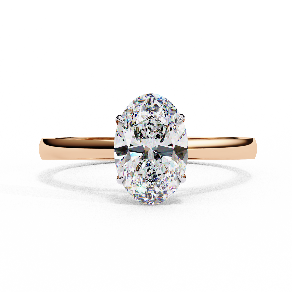 Elegant Oval Diamond Cathedral Solitaire Ring with Elevated Gallery