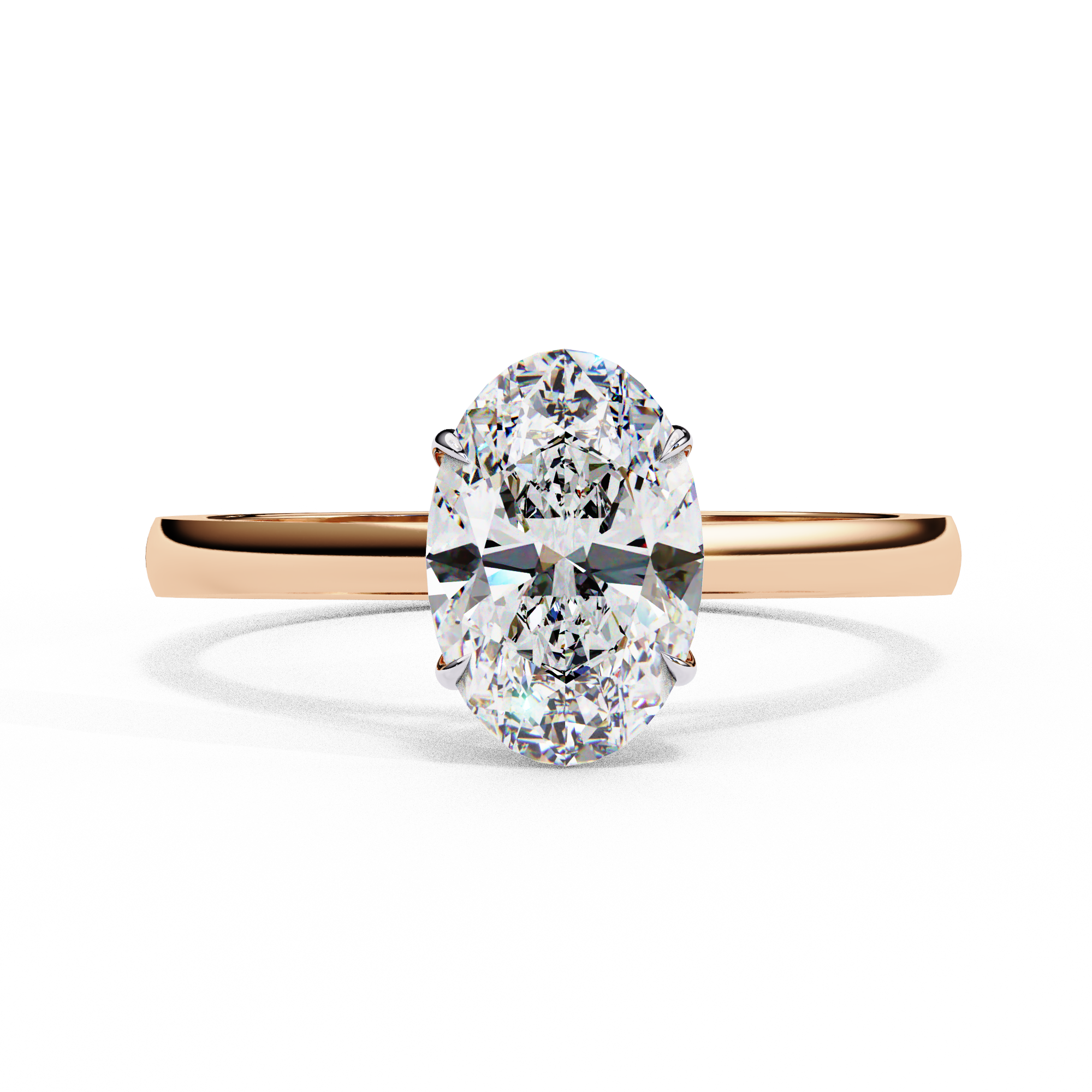 Elegant Oval Diamond Cathedral Solitaire Ring with Elevated Gallery