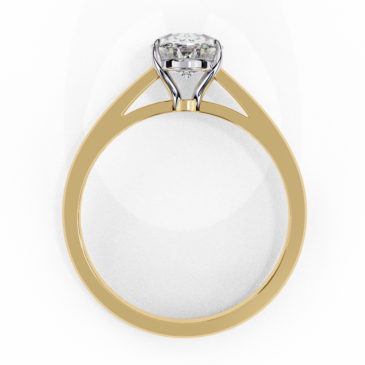 Elegant Oval Diamond Cathedral Solitaire Ring with Elevated Gallery