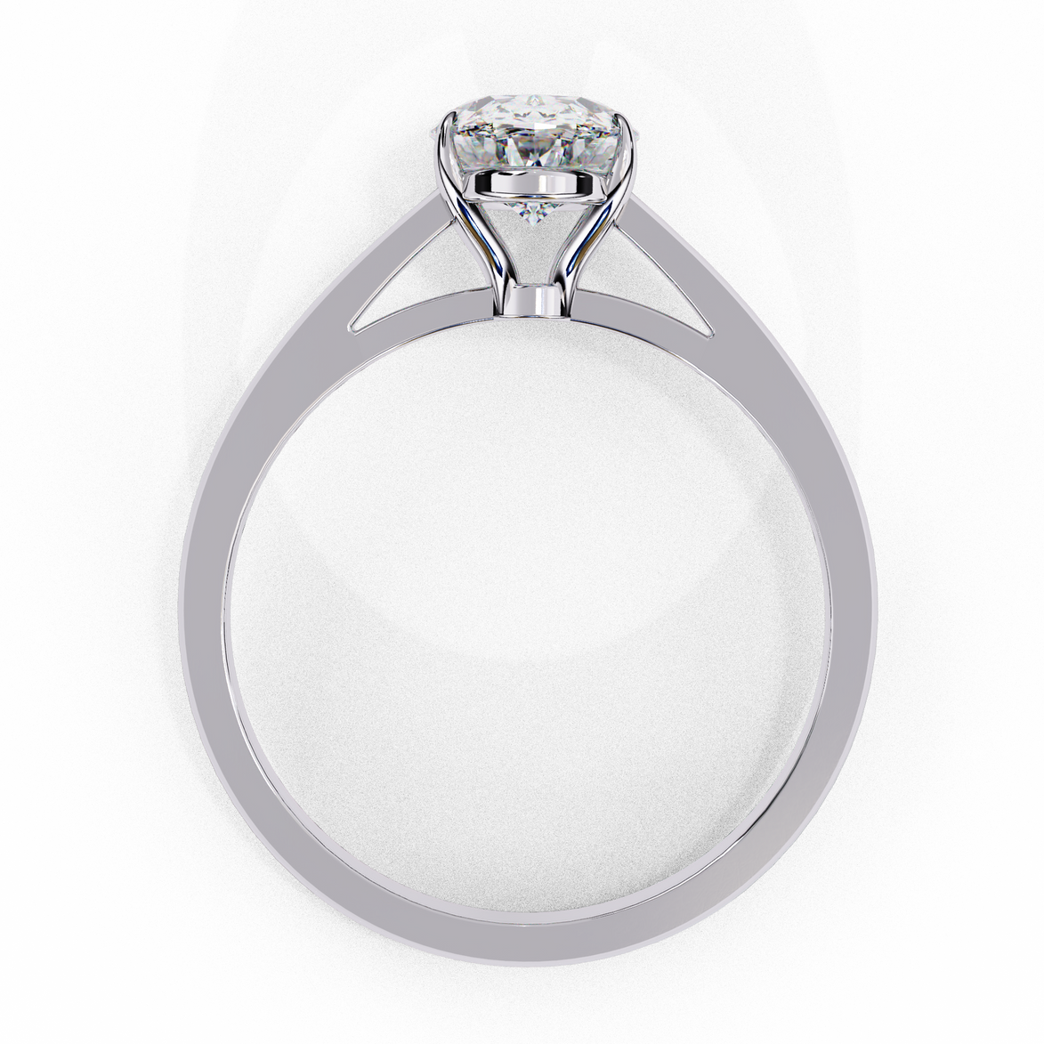 Elegant Oval Diamond Cathedral Solitaire Ring with Elevated Gallery