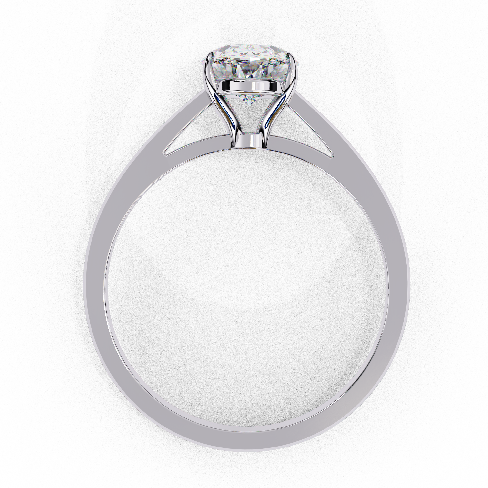 Elegant Oval Diamond Cathedral Solitaire Ring with Elevated Gallery