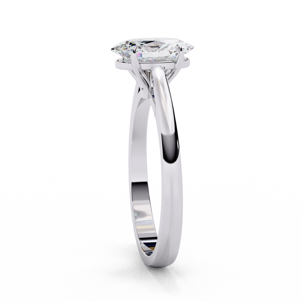 Elegant Oval Diamond Cathedral Solitaire Ring with Elevated Gallery
