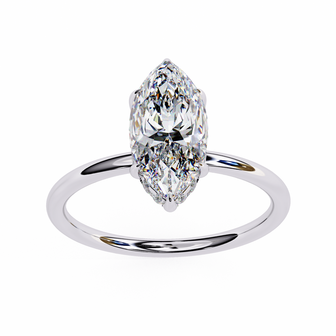 Marquise Diamond Hidden Halo Solitaire Ring