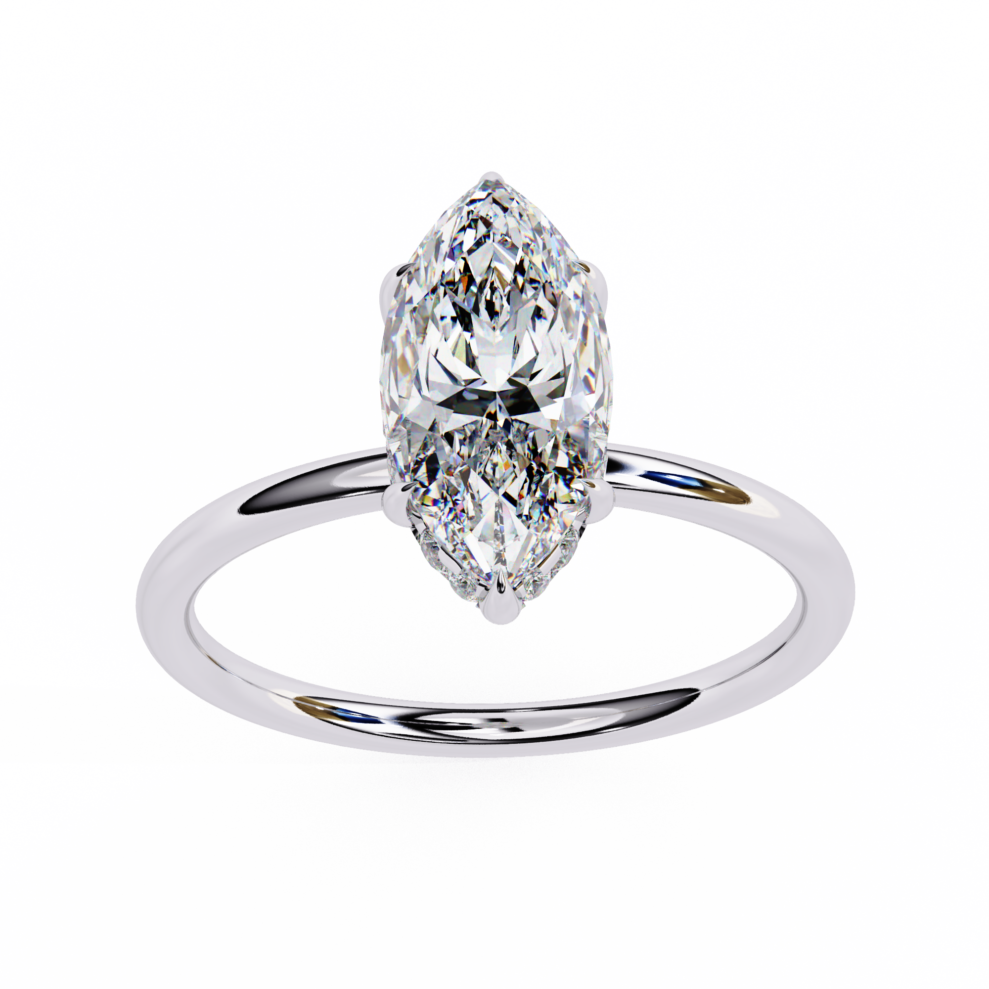 Marquise Diamond Hidden Halo Solitaire Ring