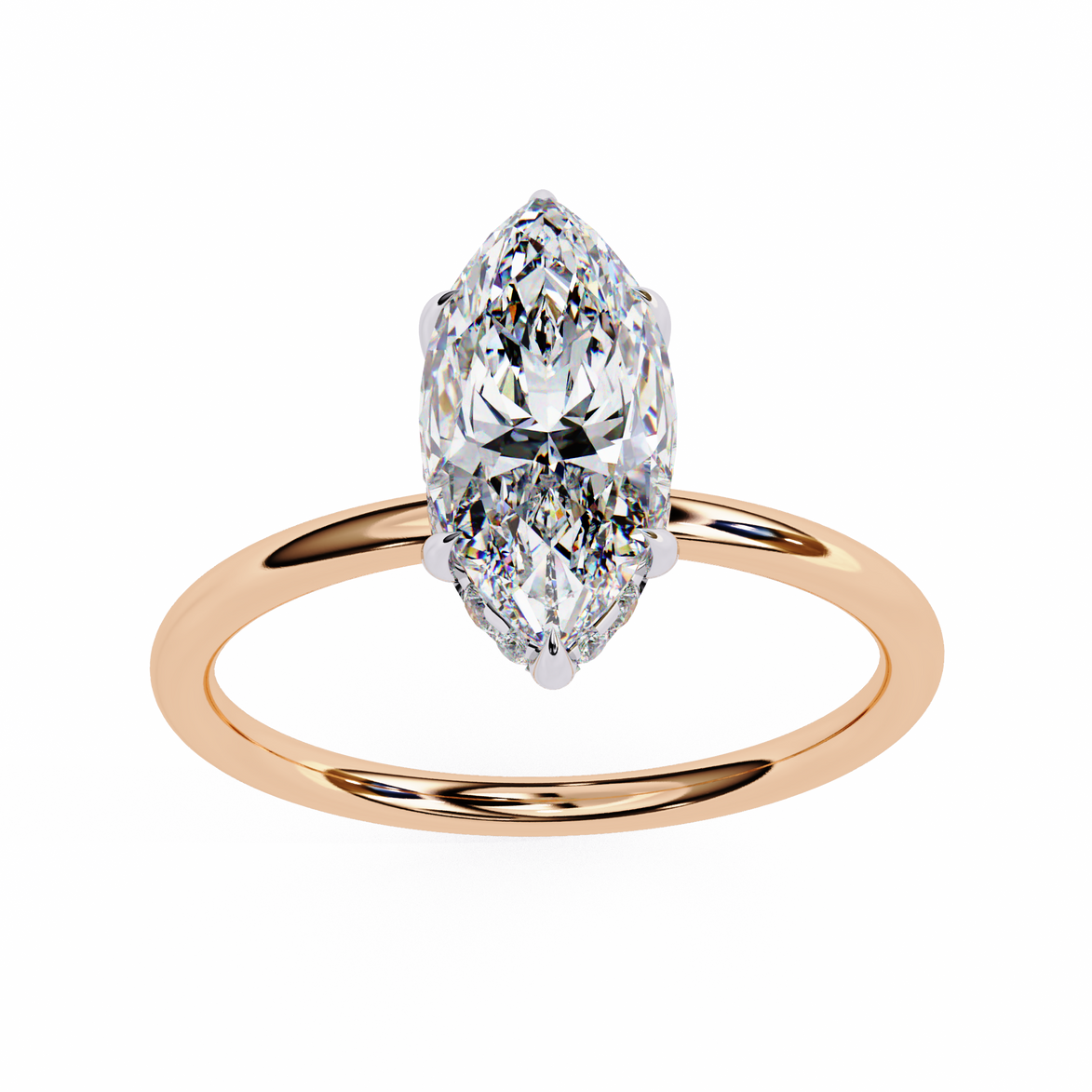 Marquise Diamond Hidden Halo Solitaire Ring
