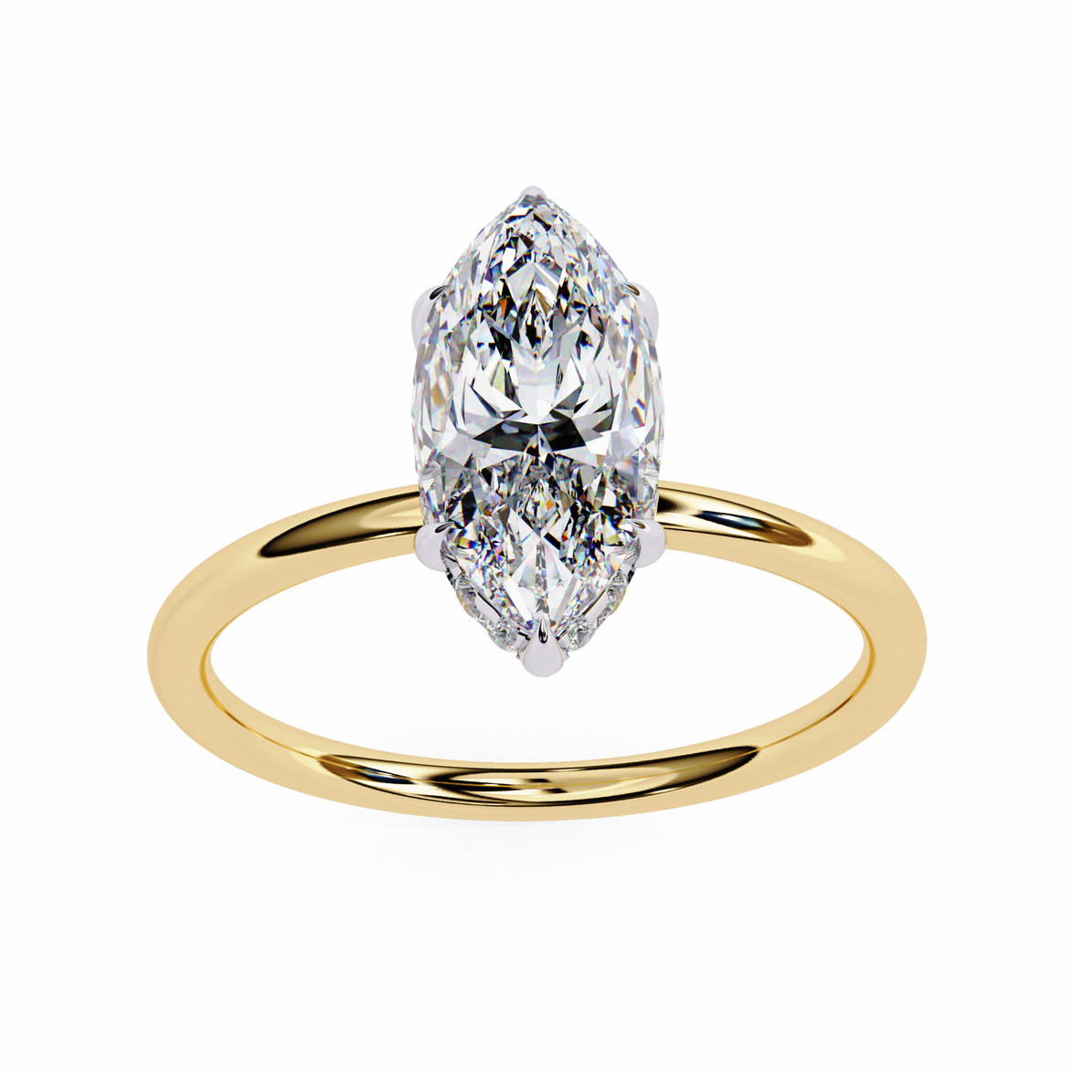 Marquise Diamond Hidden Halo Solitaire Ring