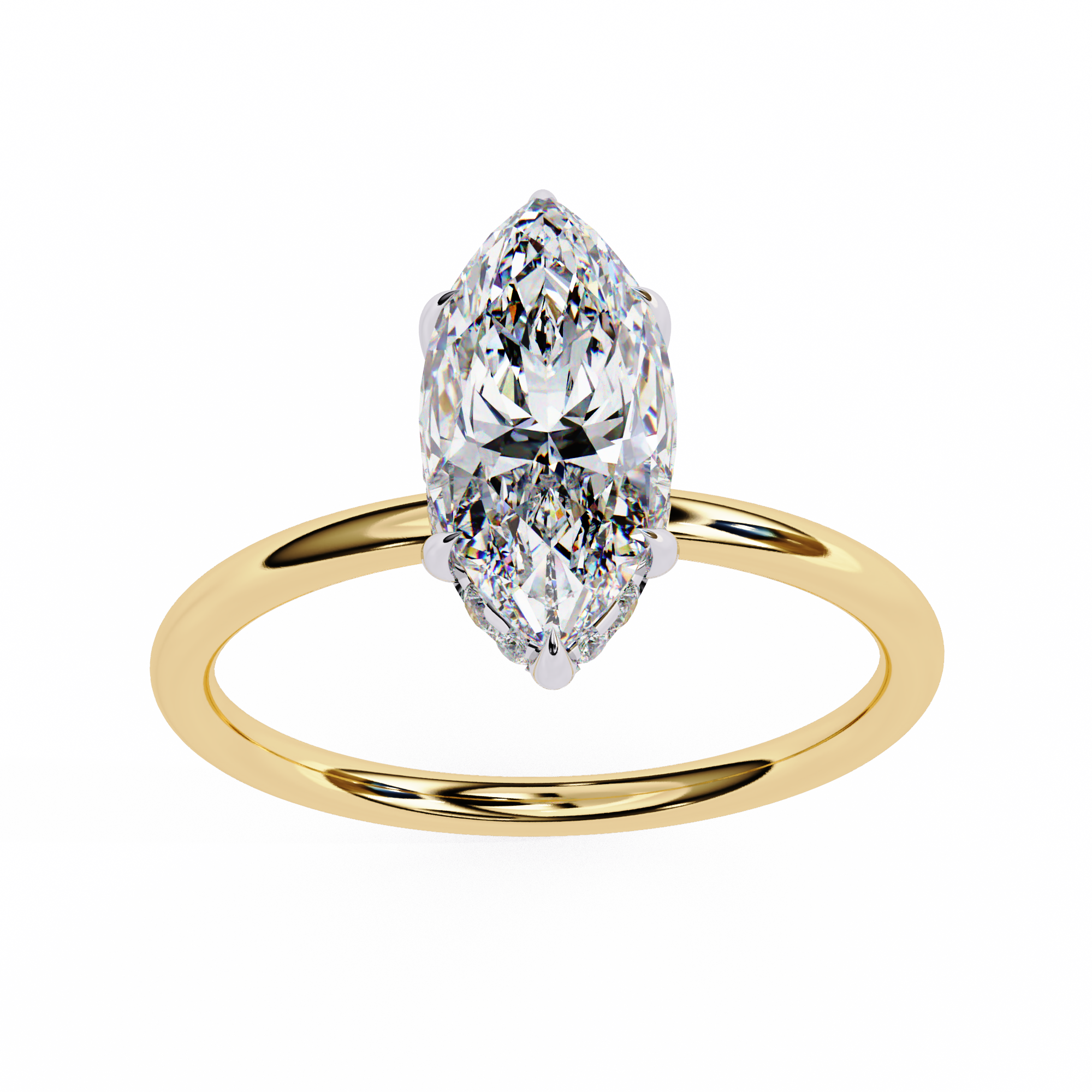 Marquise Diamond Hidden Halo Solitaire Ring