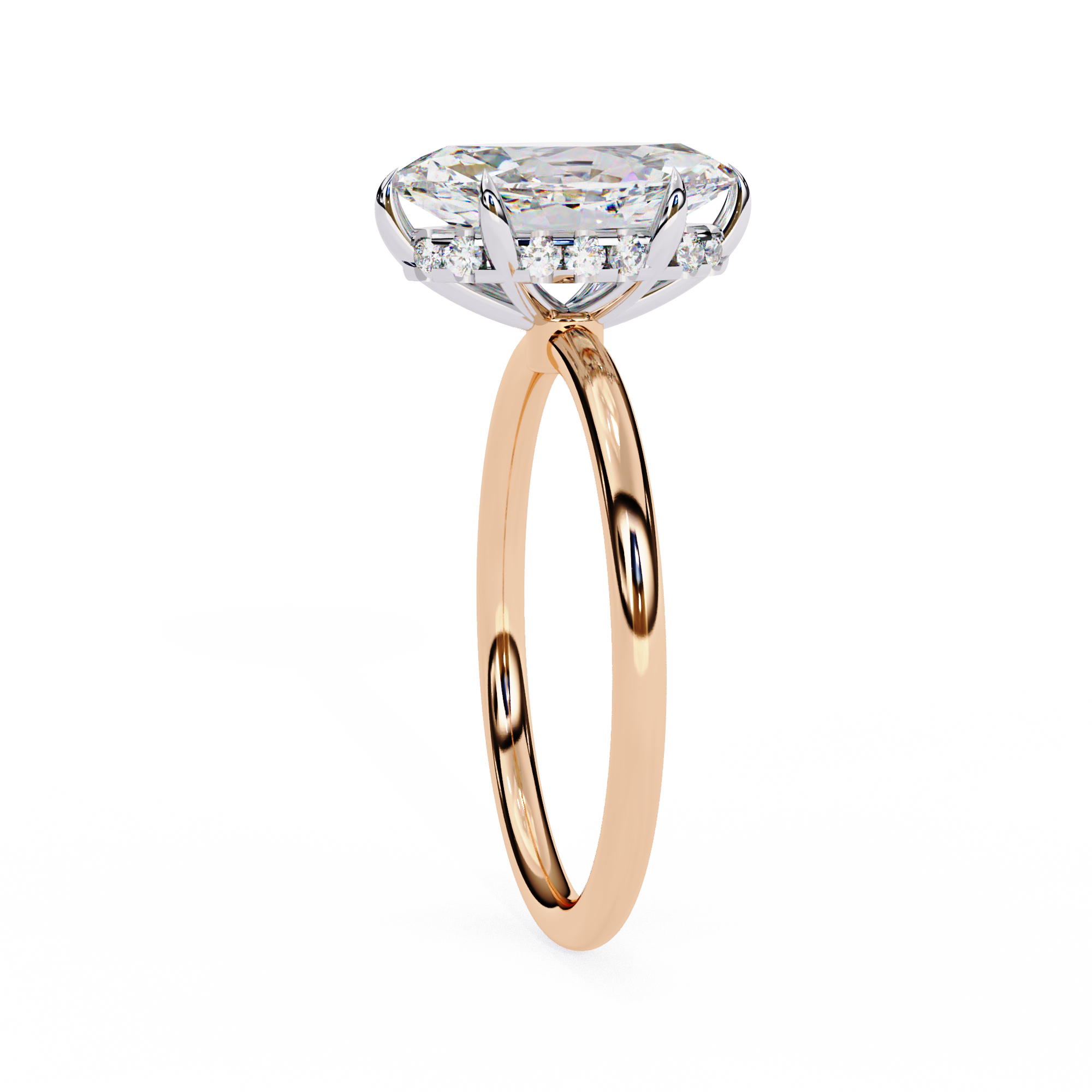 Marquise Diamond Hidden Halo Solitaire Ring