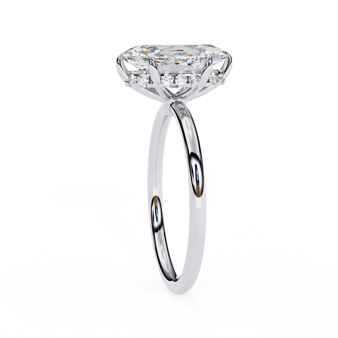 Marquise Diamond Hidden Halo Solitaire Ring