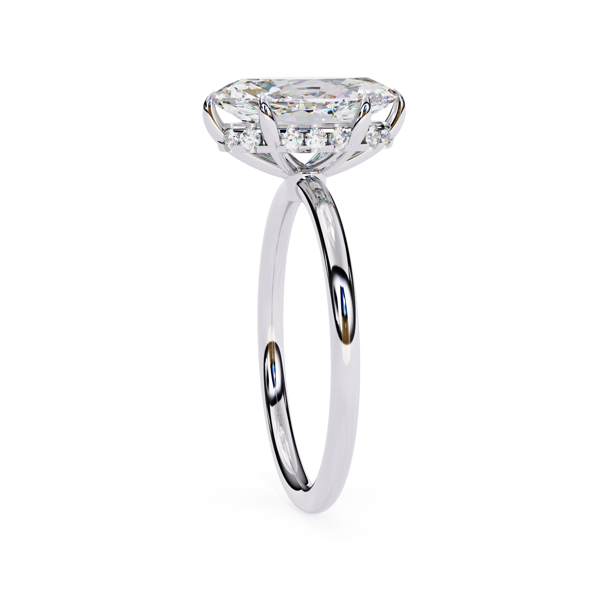Marquise Diamond Hidden Halo Solitaire Ring