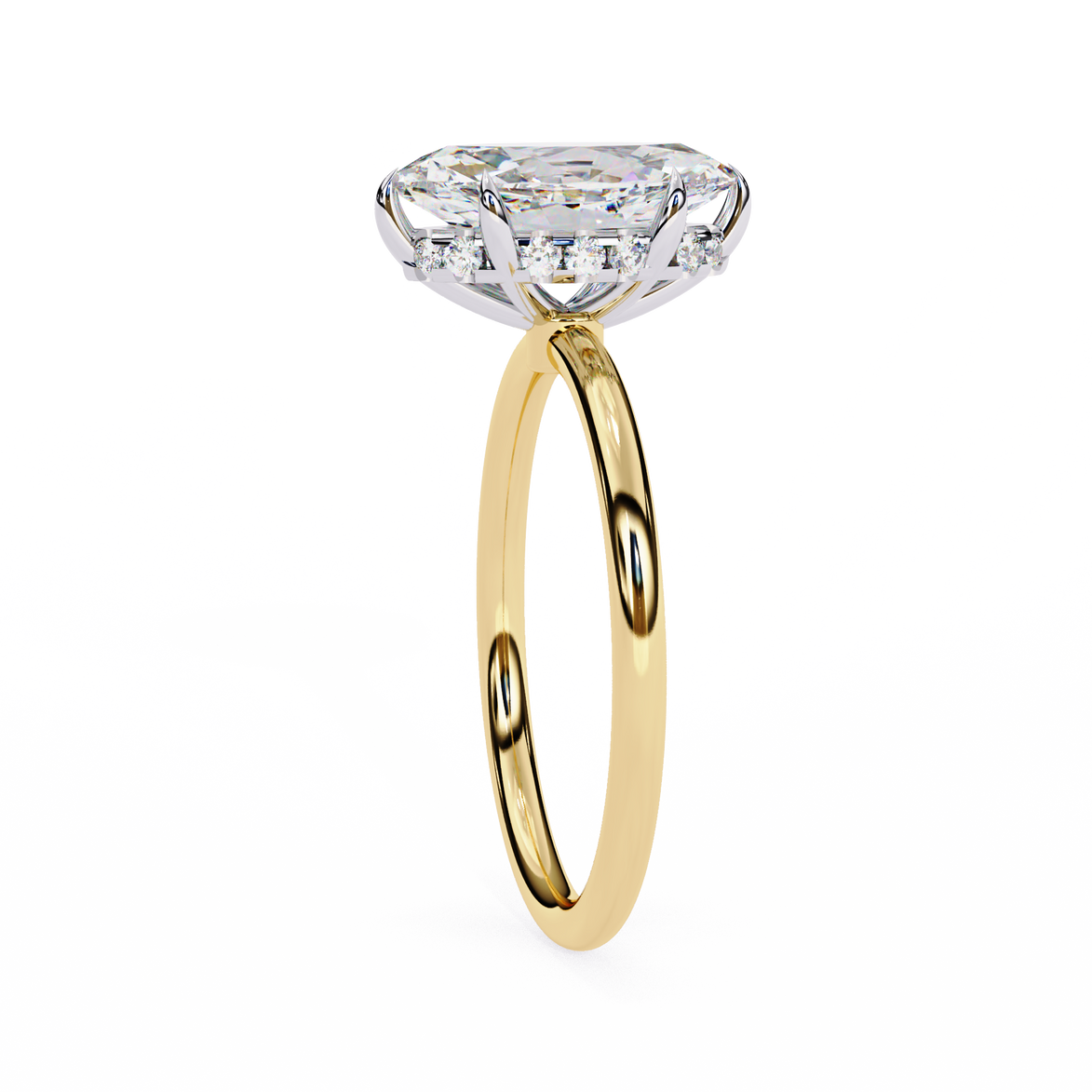 Marquise Diamond Hidden Halo Solitaire Ring