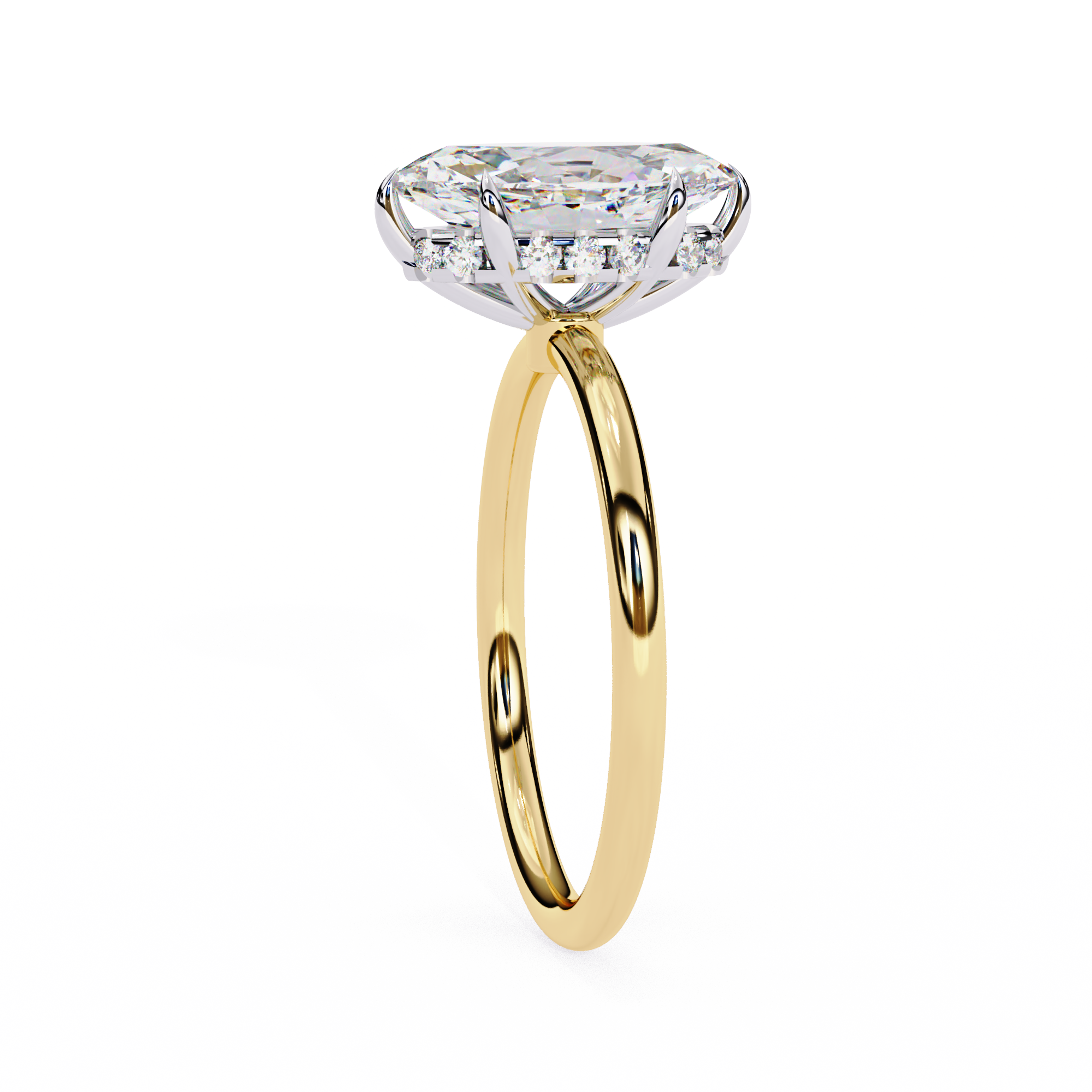 Marquise Diamond Hidden Halo Solitaire Ring