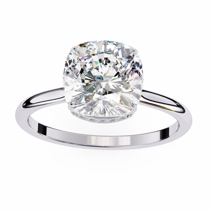 Classic Cushion Cut Hidden Halo Ring