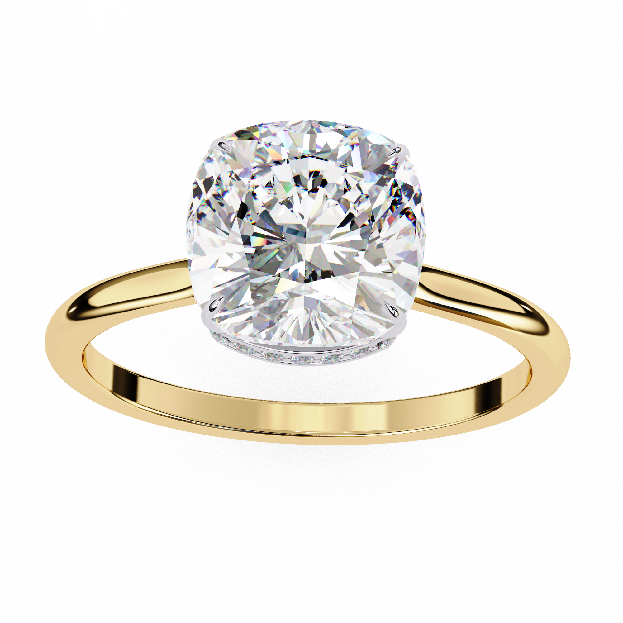 Classic Cushion Cut Hidden Halo Ring