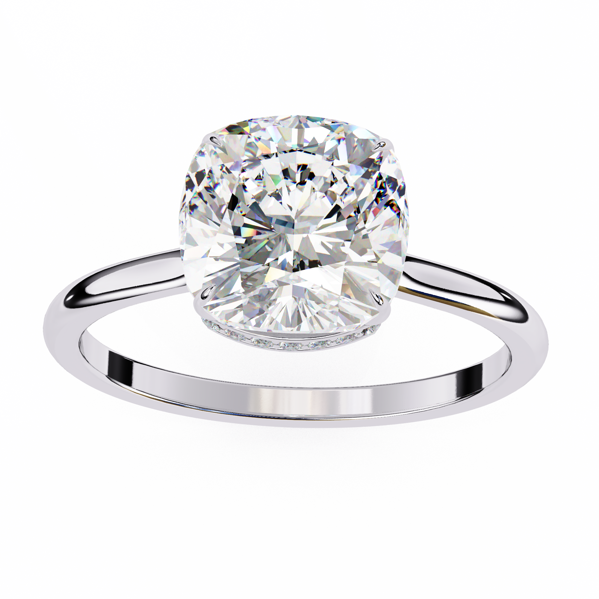 Classic Cushion Cut Hidden Halo Ring