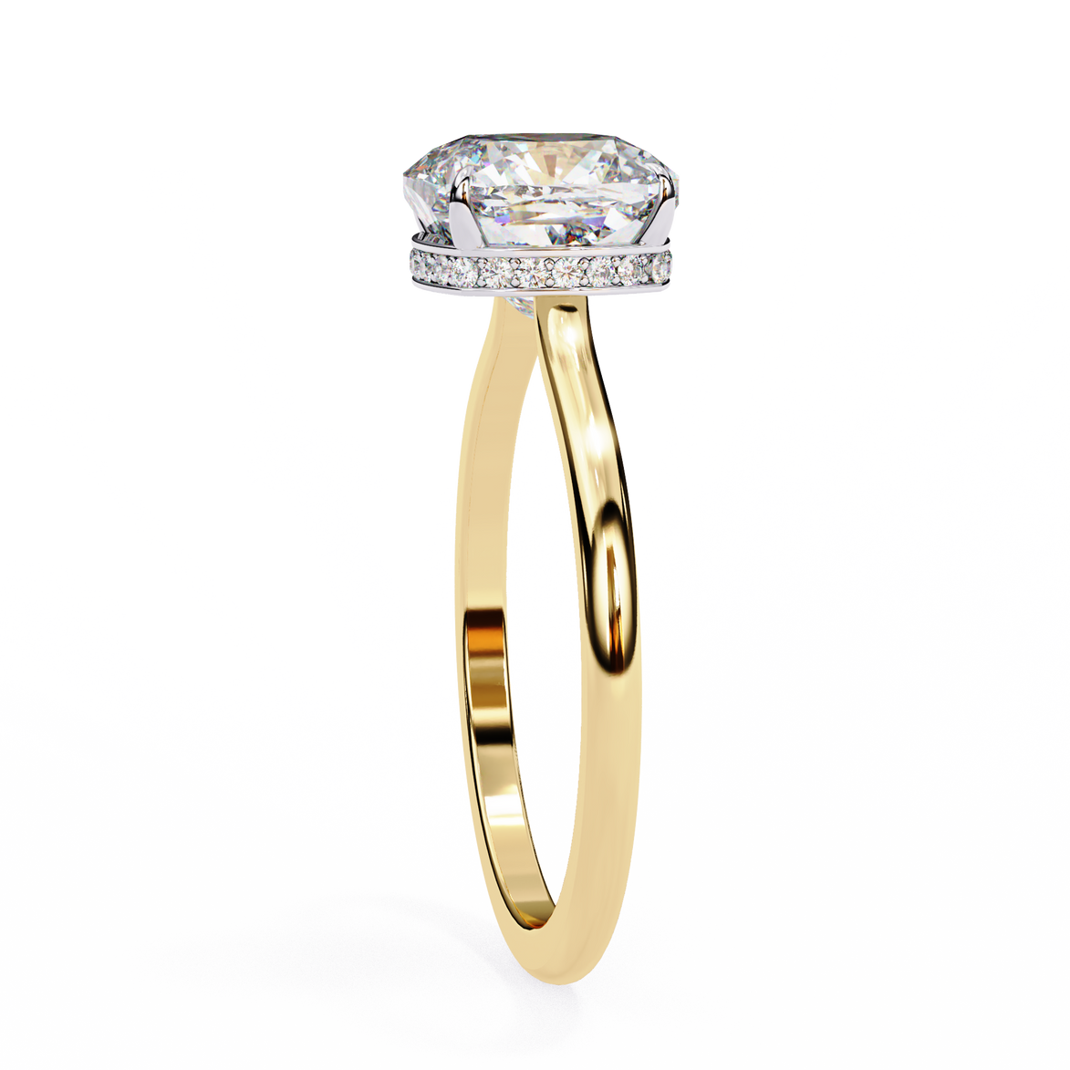 Classic Cushion Cut Hidden Halo Ring