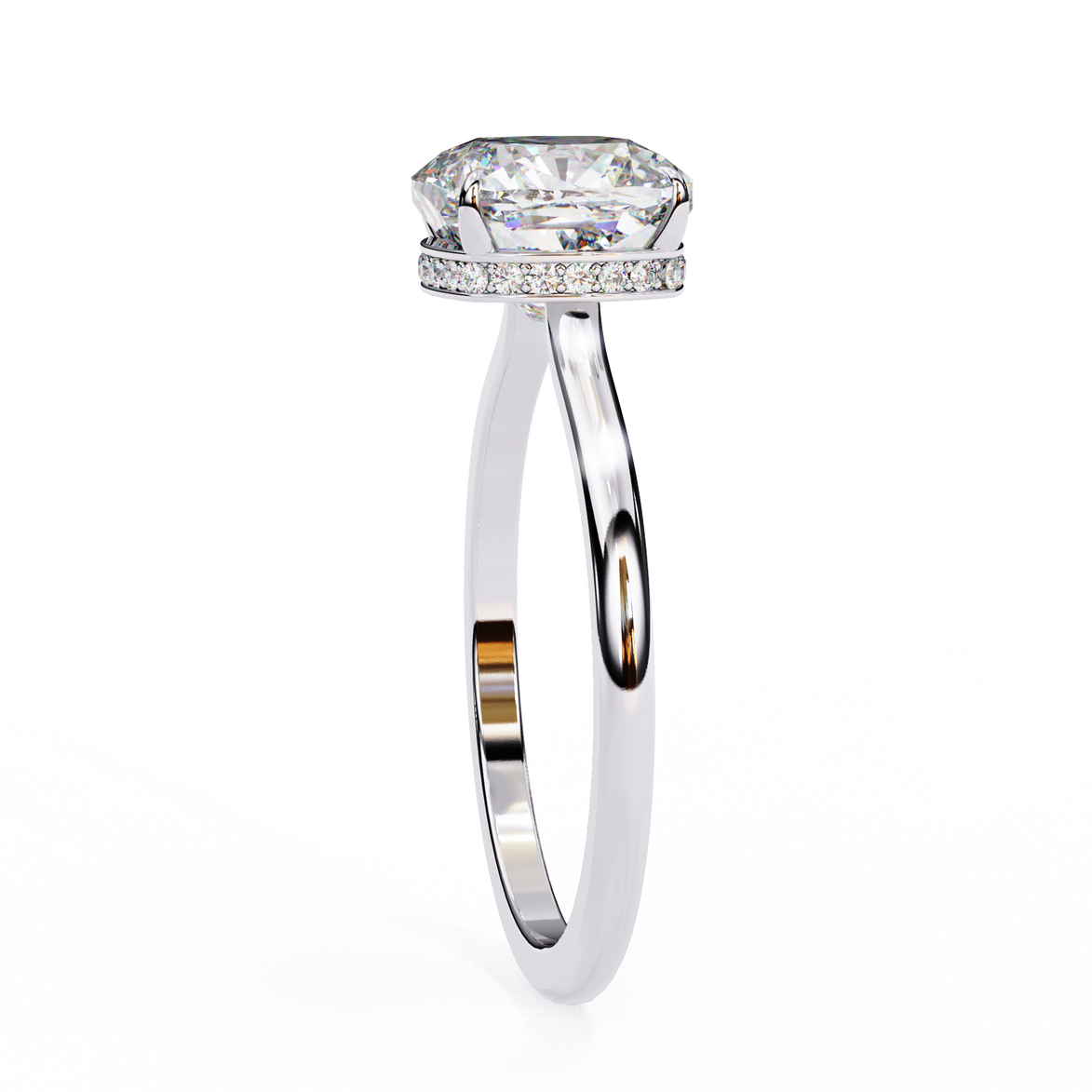 Classic Cushion Cut Hidden Halo Ring