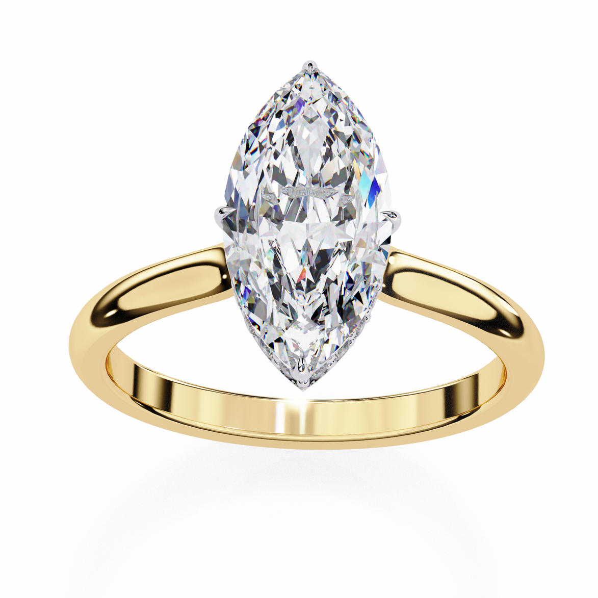 Marquise Hidden Halo Diamond Ring