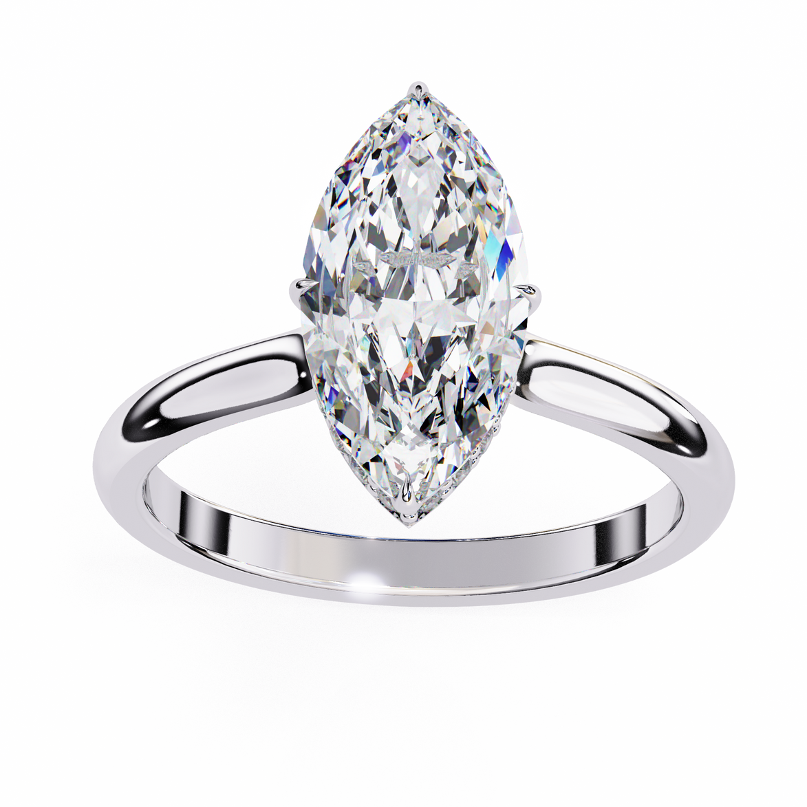 Marquise Hidden Halo Diamond Ring