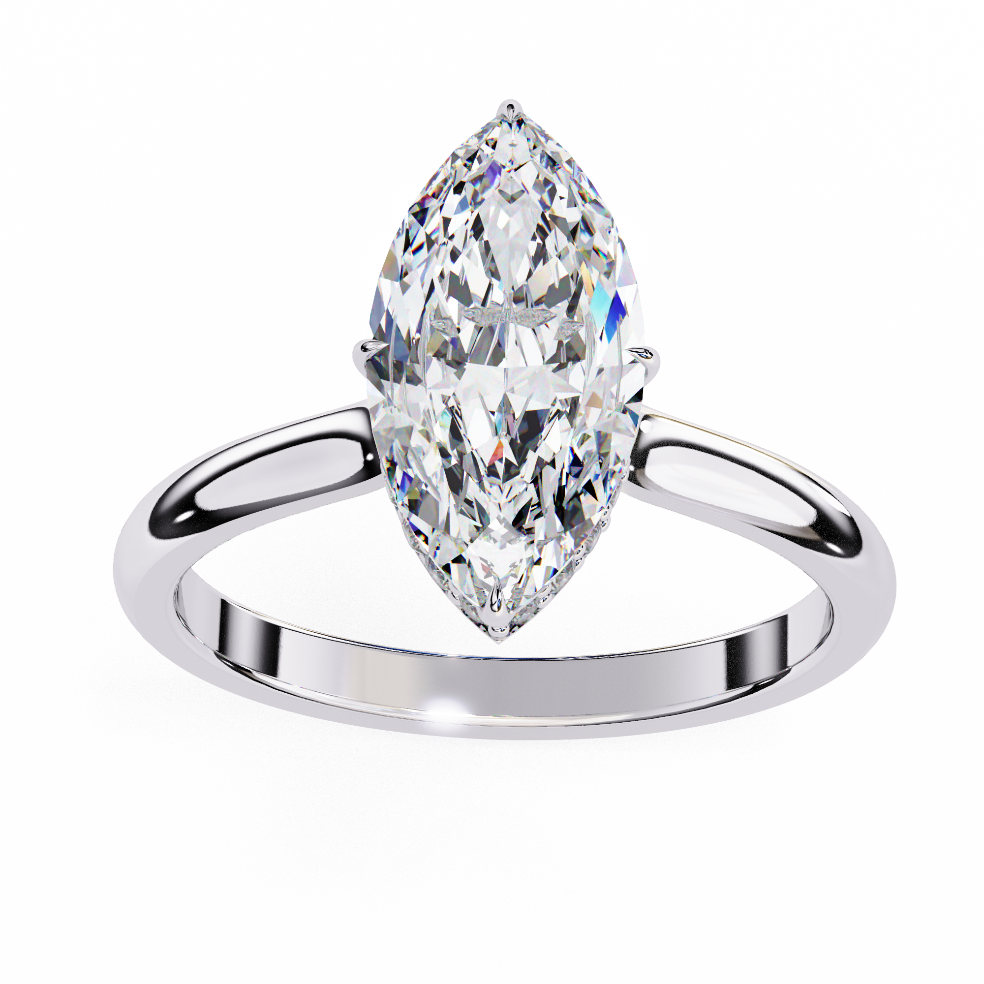 Marquise Hidden Halo Diamond Ring