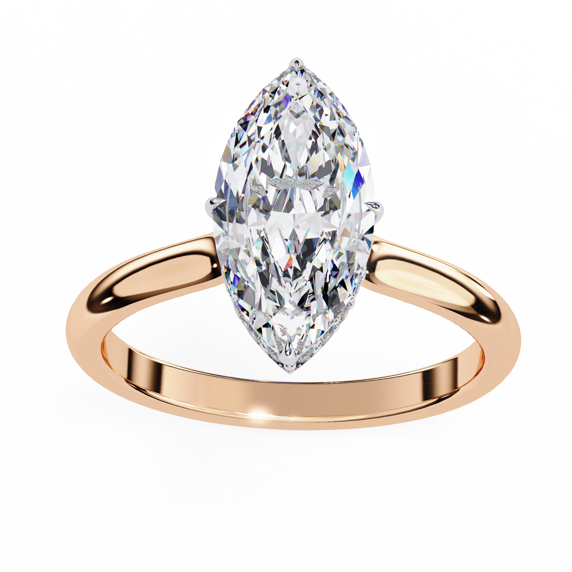 Marquise Hidden Halo Diamond Ring