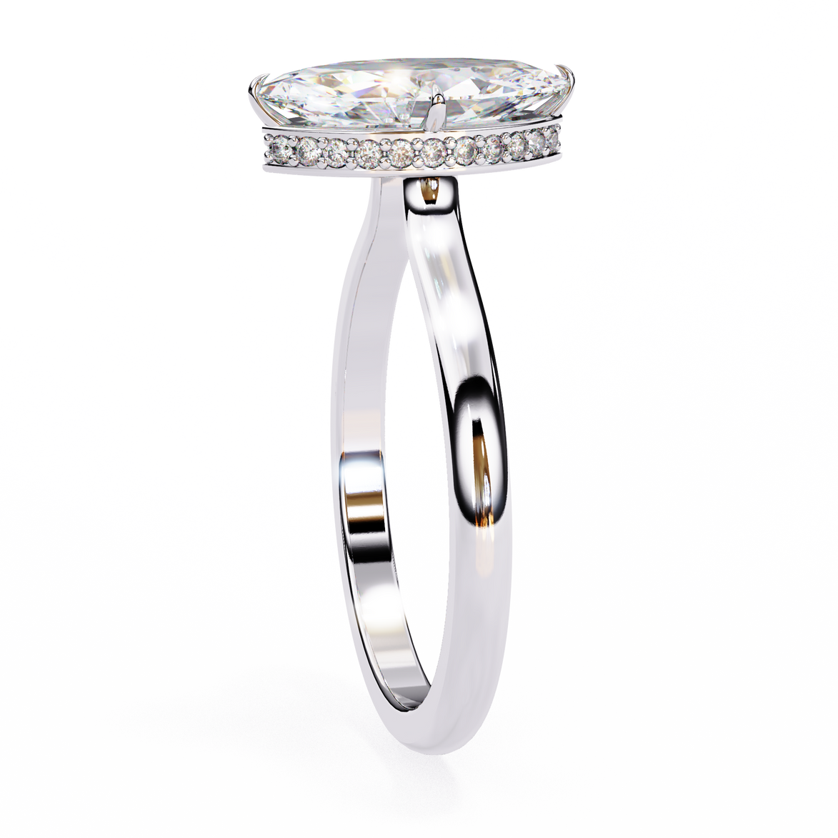 Marquise Hidden Halo Diamond Ring