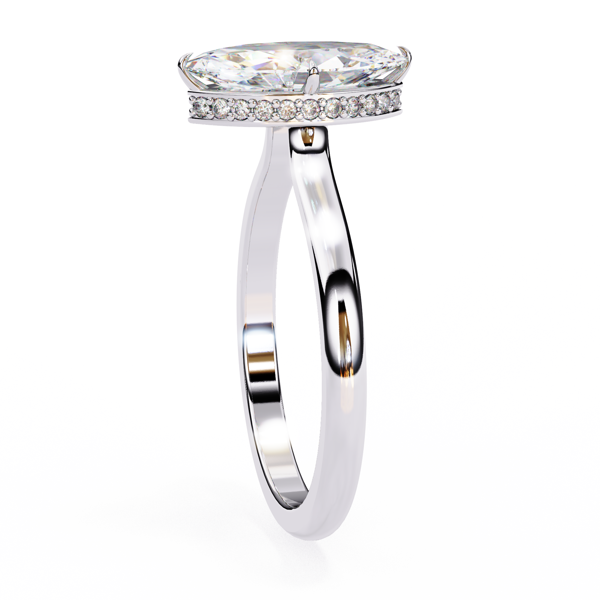 Marquise Hidden Halo Diamond Ring