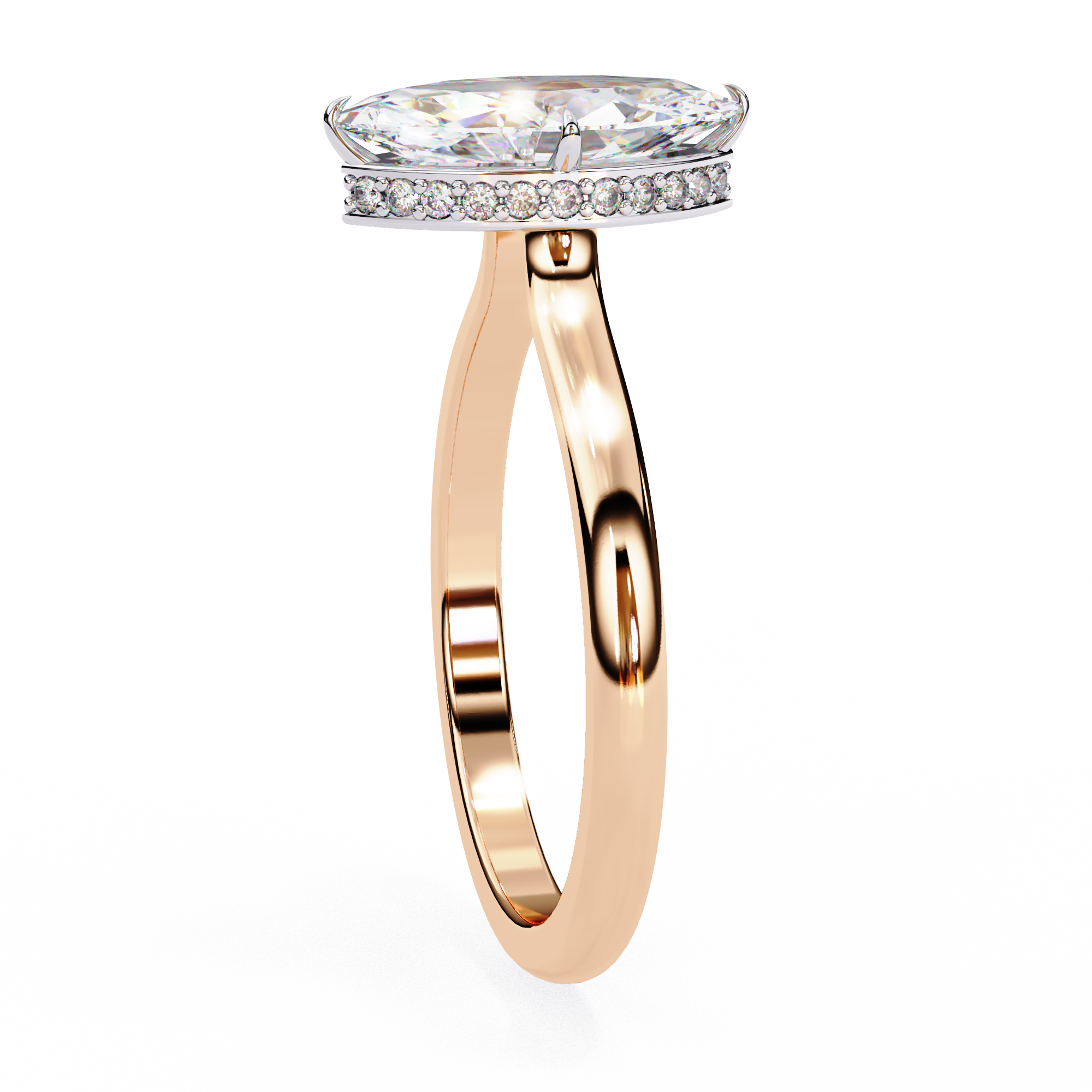 Marquise Hidden Halo Diamond Ring