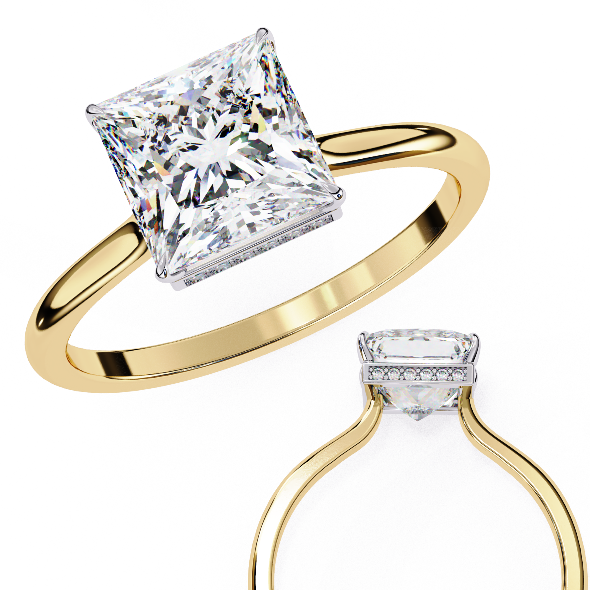Princess Hidden Halo Diamond Ring