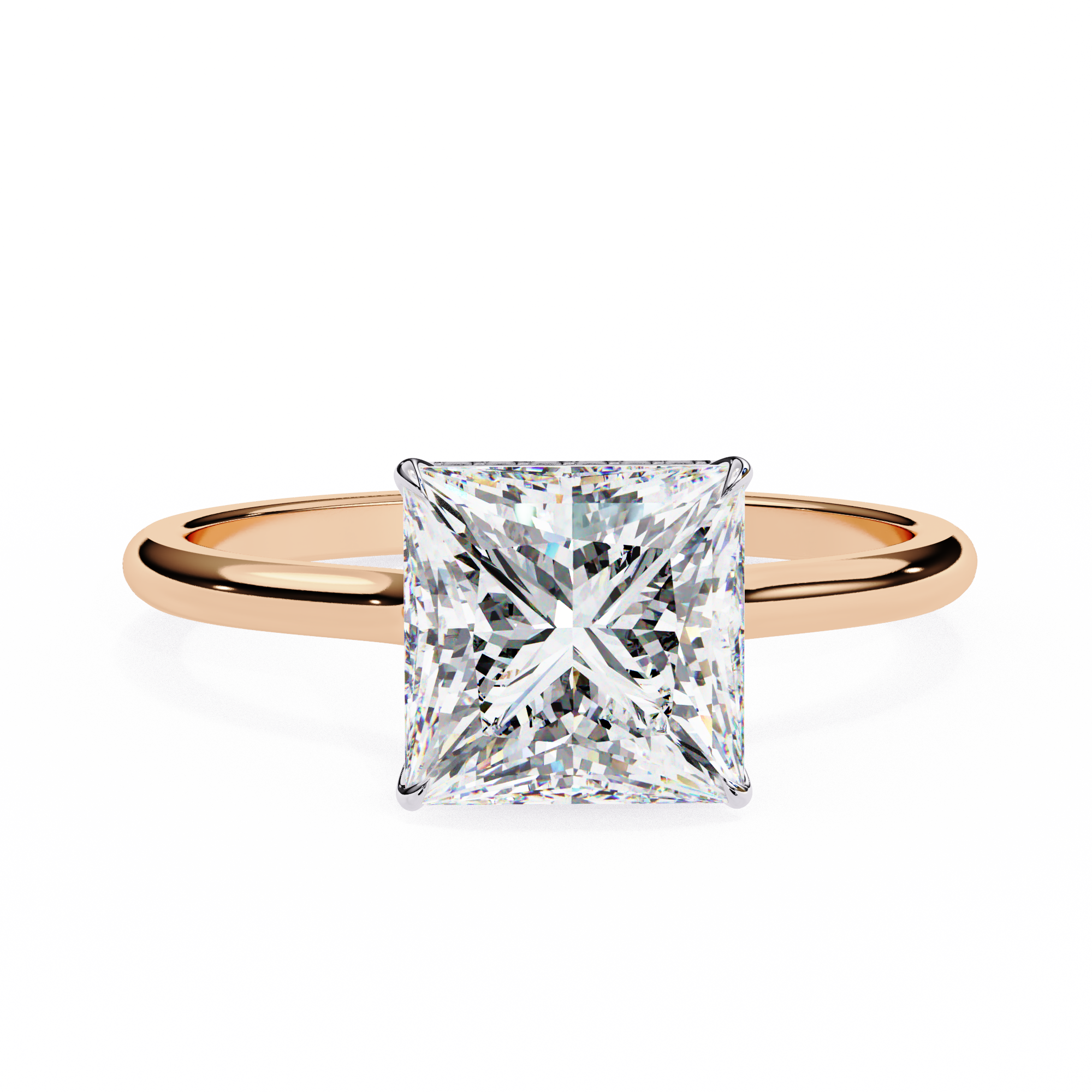 Princess Hidden Halo Diamond Ring