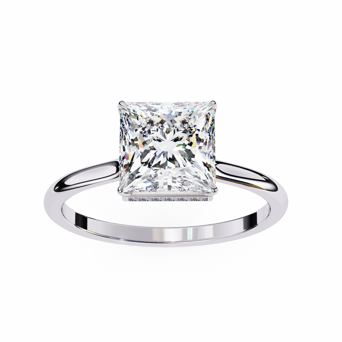 Princess Hidden Halo Diamond Ring