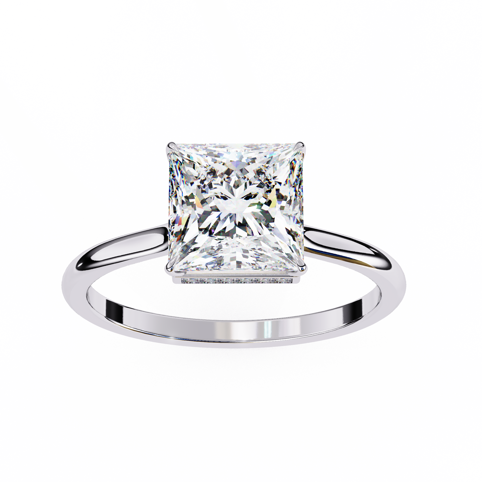 Princess Hidden Halo Diamond Ring