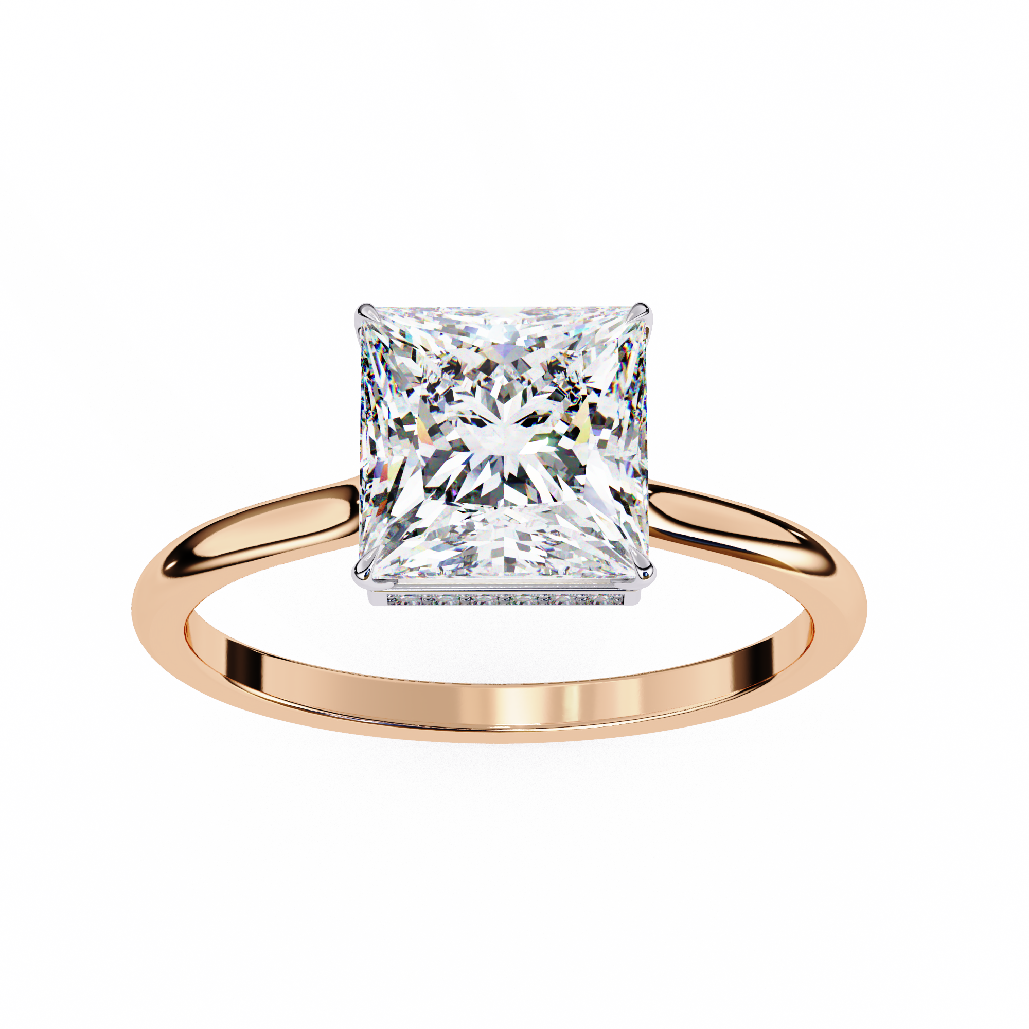 Princess Hidden Halo Diamond Ring