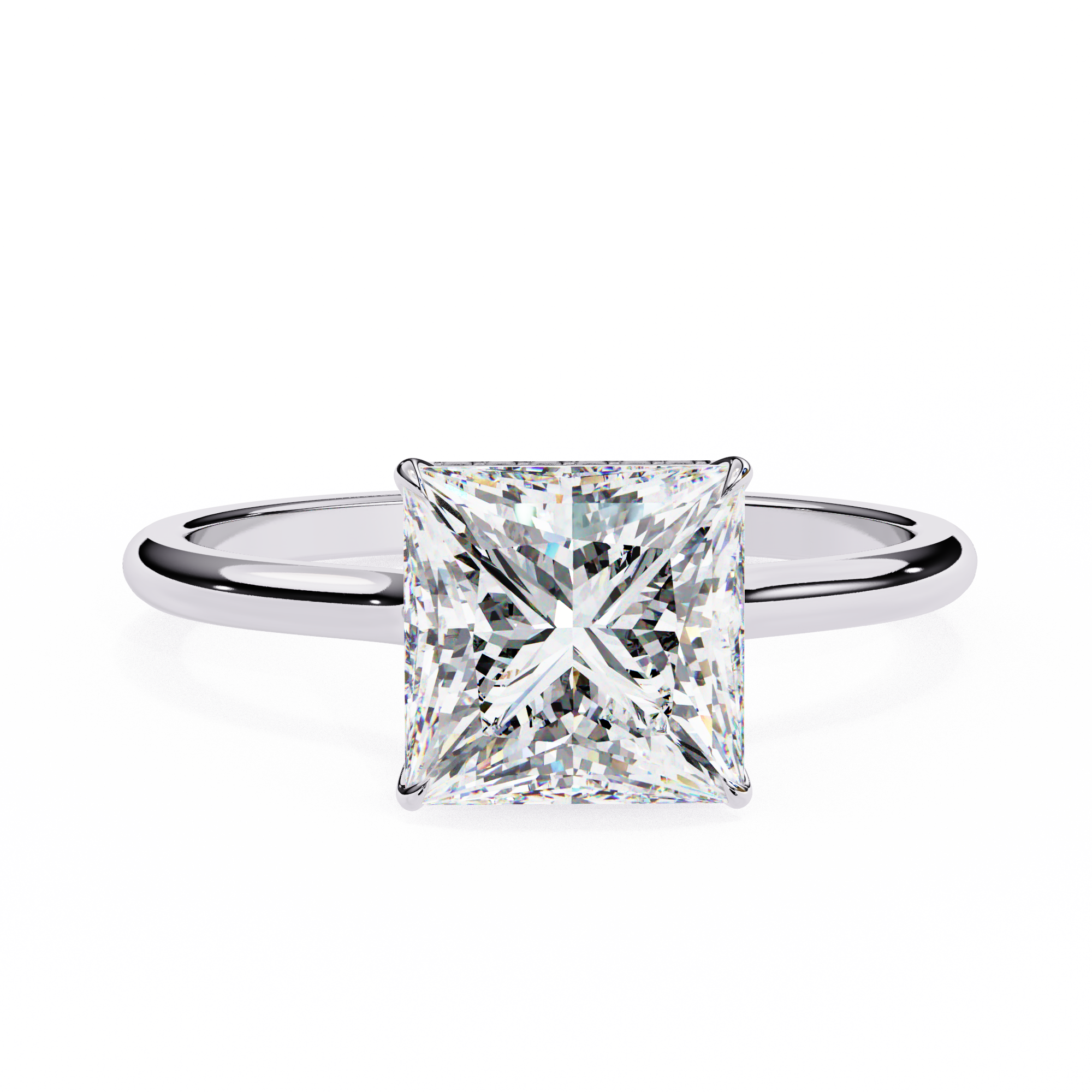 Princess Hidden Halo Diamond Ring