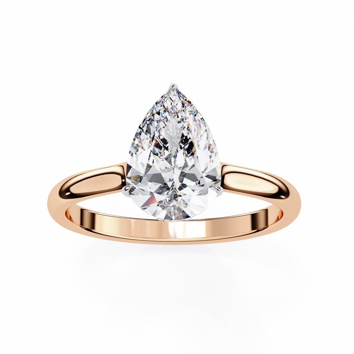 Pear Hidden Halo Diamond Ring