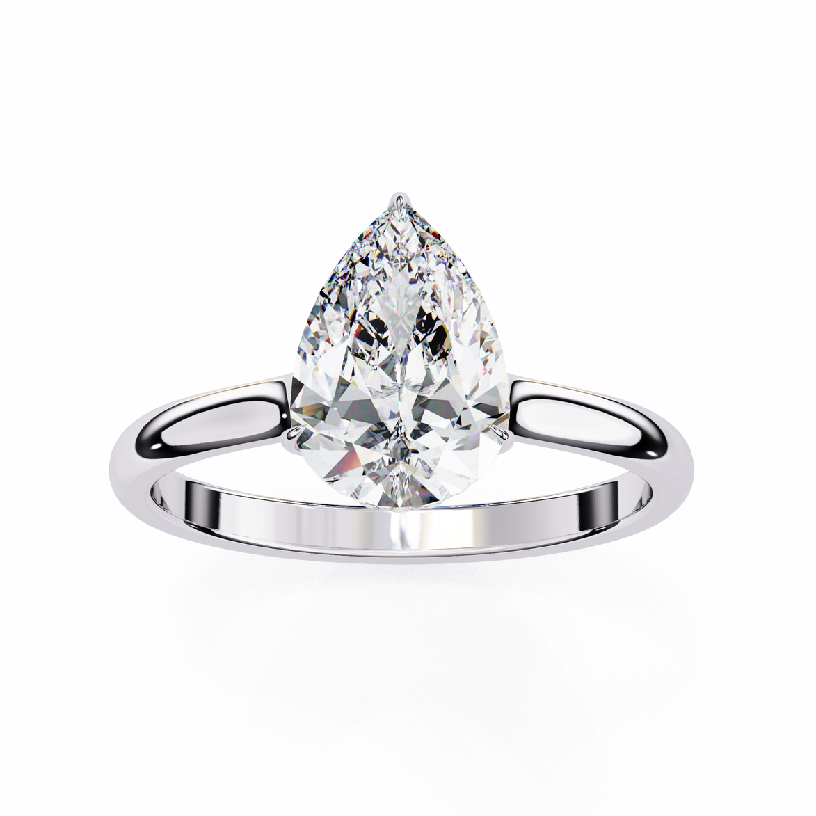 Pear Hidden Halo Diamond Ring