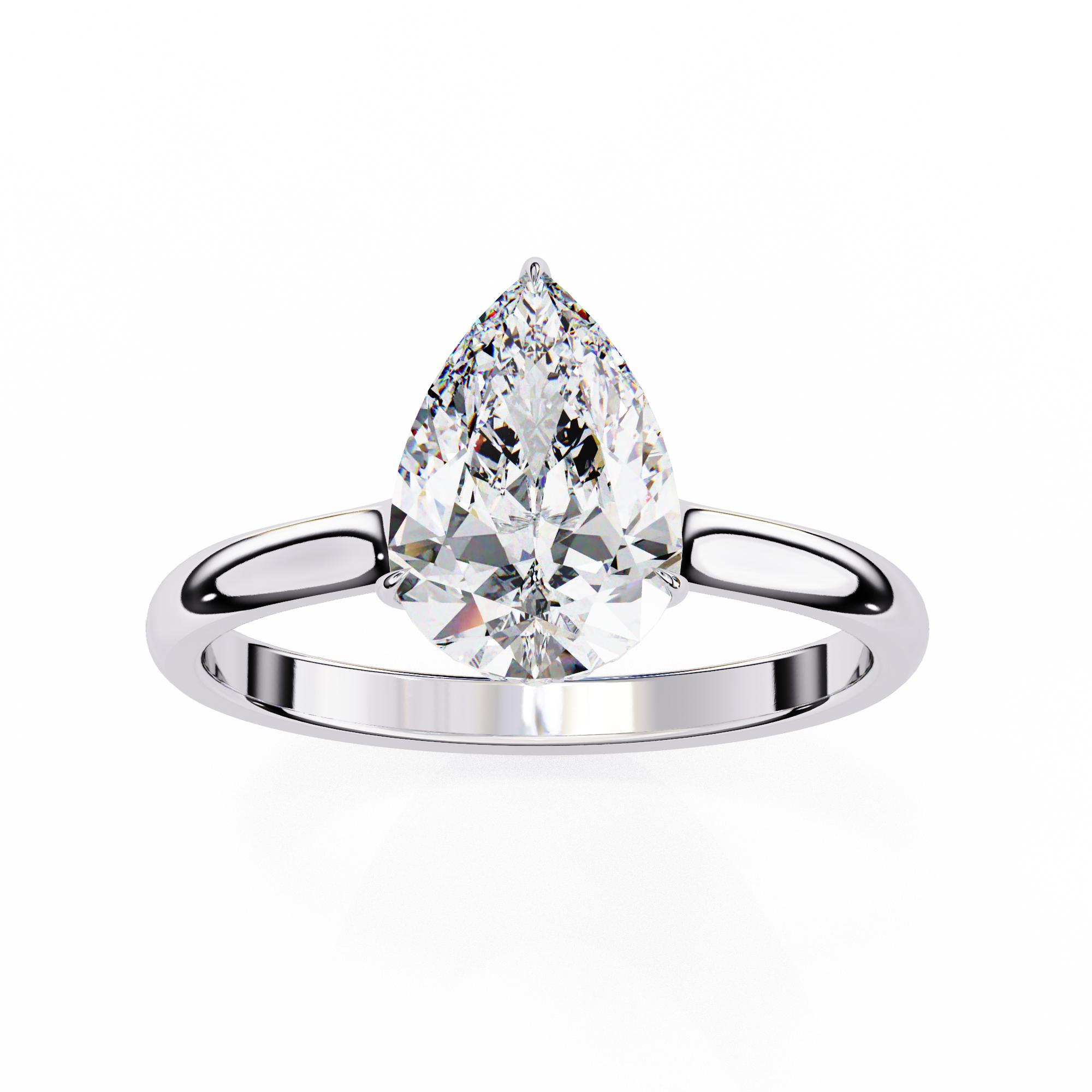 Pear Hidden Halo Diamond Ring