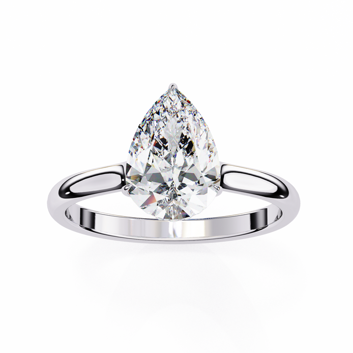 Pear Hidden Halo Diamond Ring