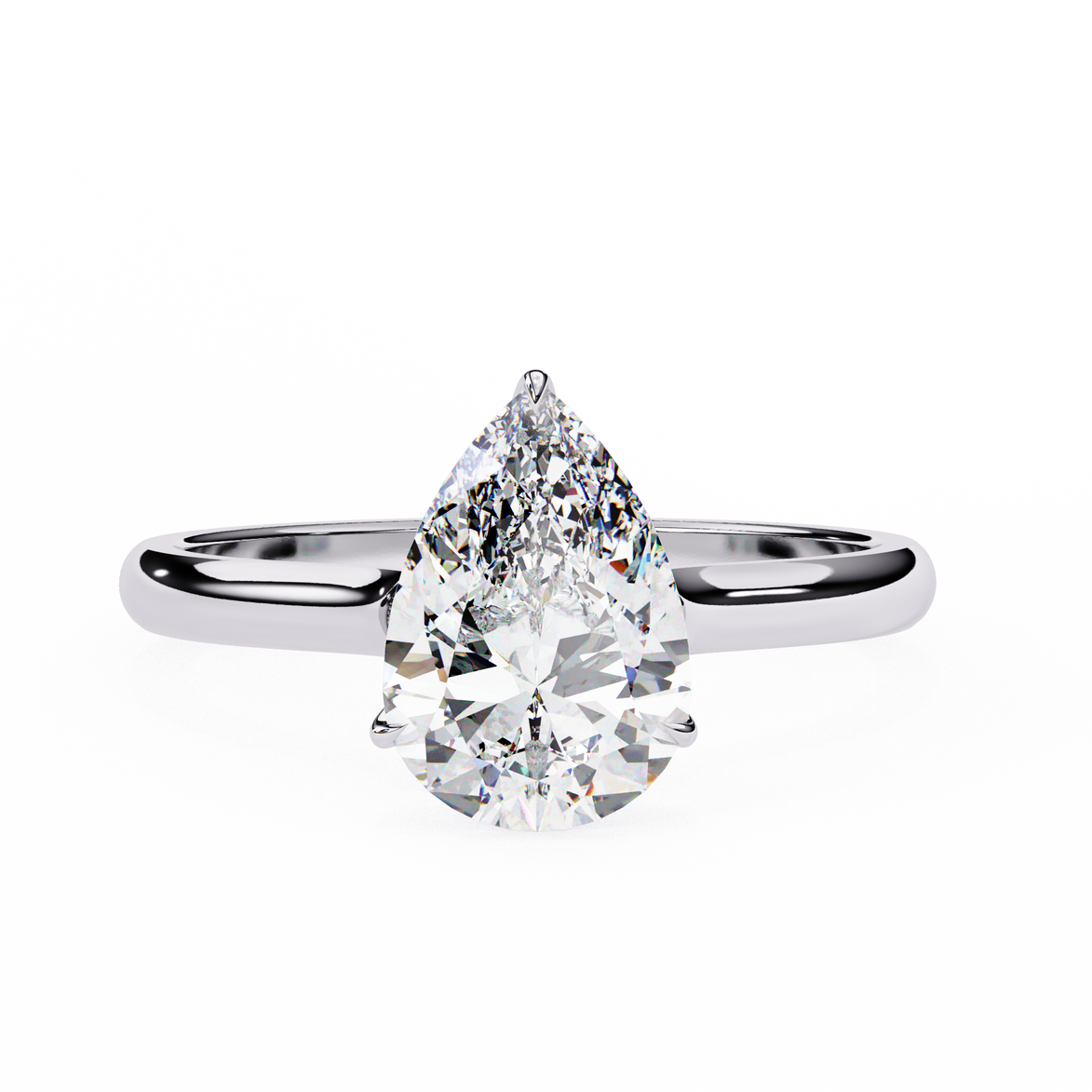 Pear Hidden Halo Diamond Ring