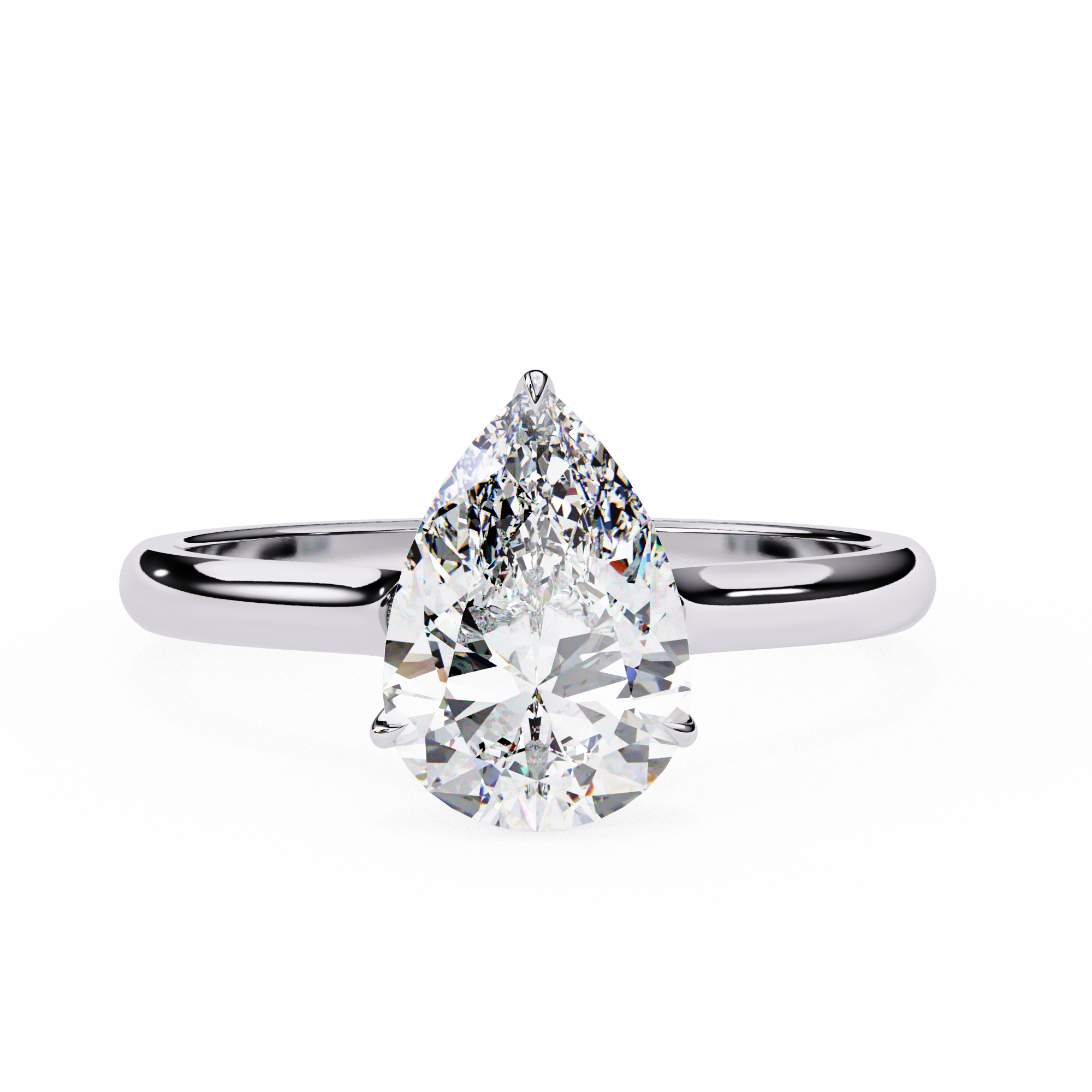Pear Hidden Halo Diamond Ring