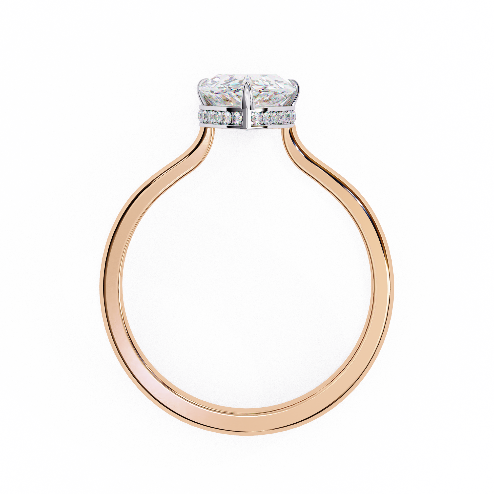 Pear Hidden Halo Diamond Ring