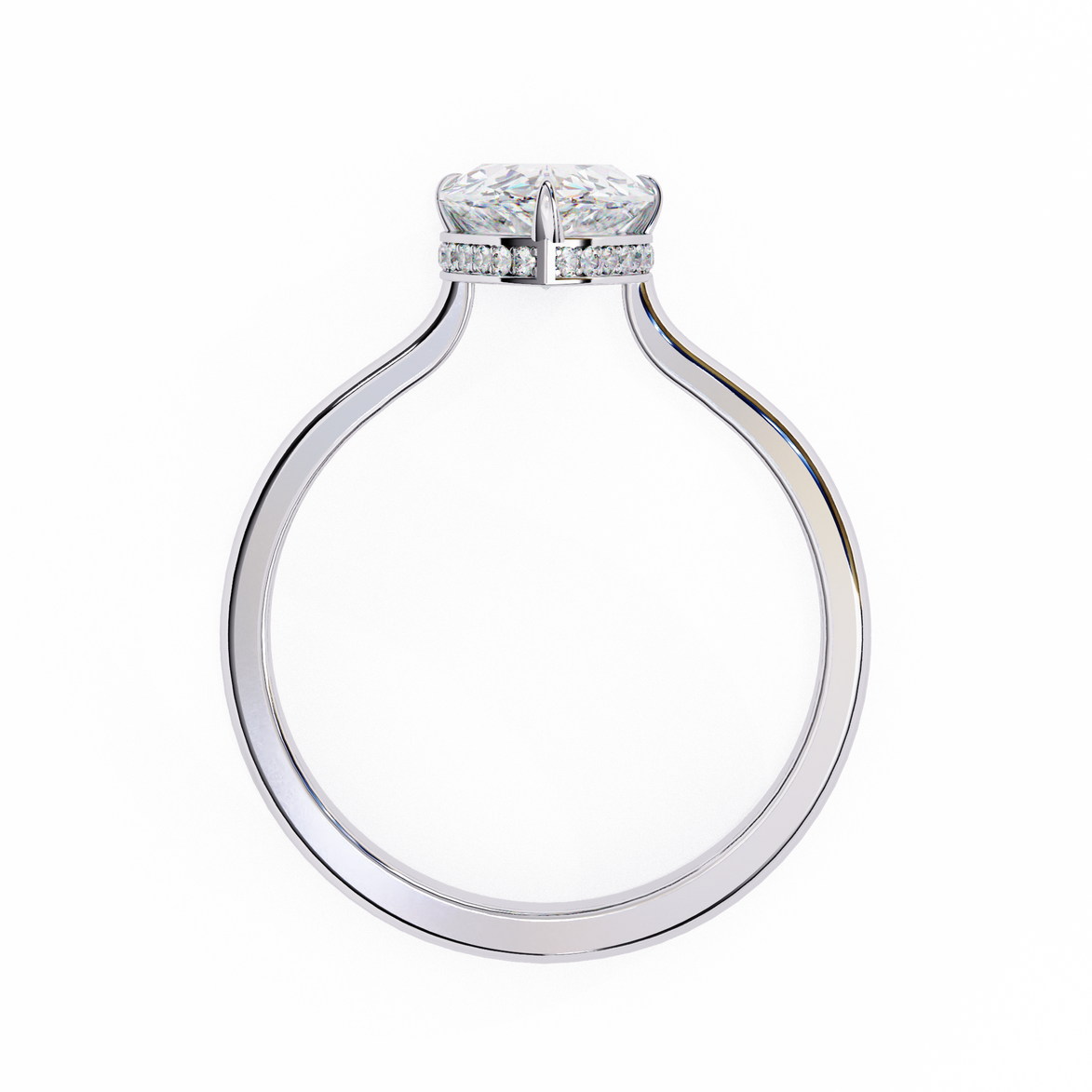 Pear Hidden Halo Diamond Ring