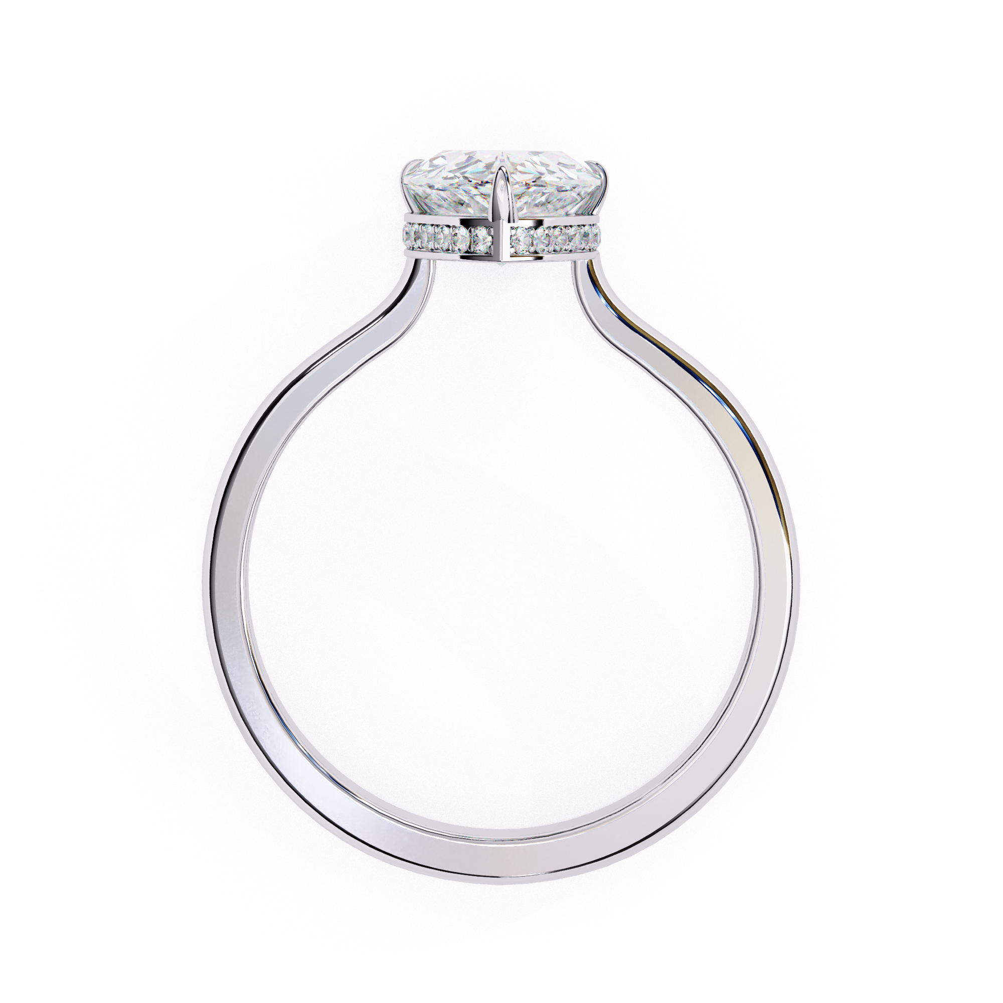 Pear Hidden Halo Diamond Ring