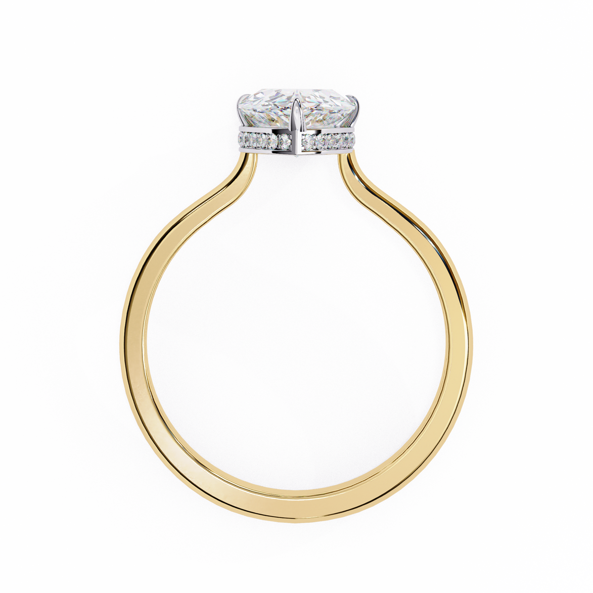 Pear Hidden Halo Diamond Ring
