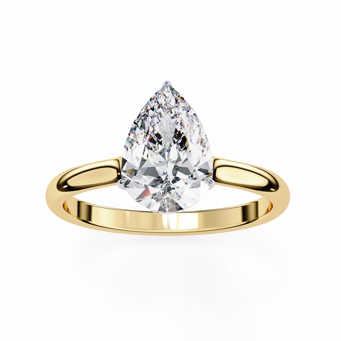 Pear Hidden Halo Diamond Ring