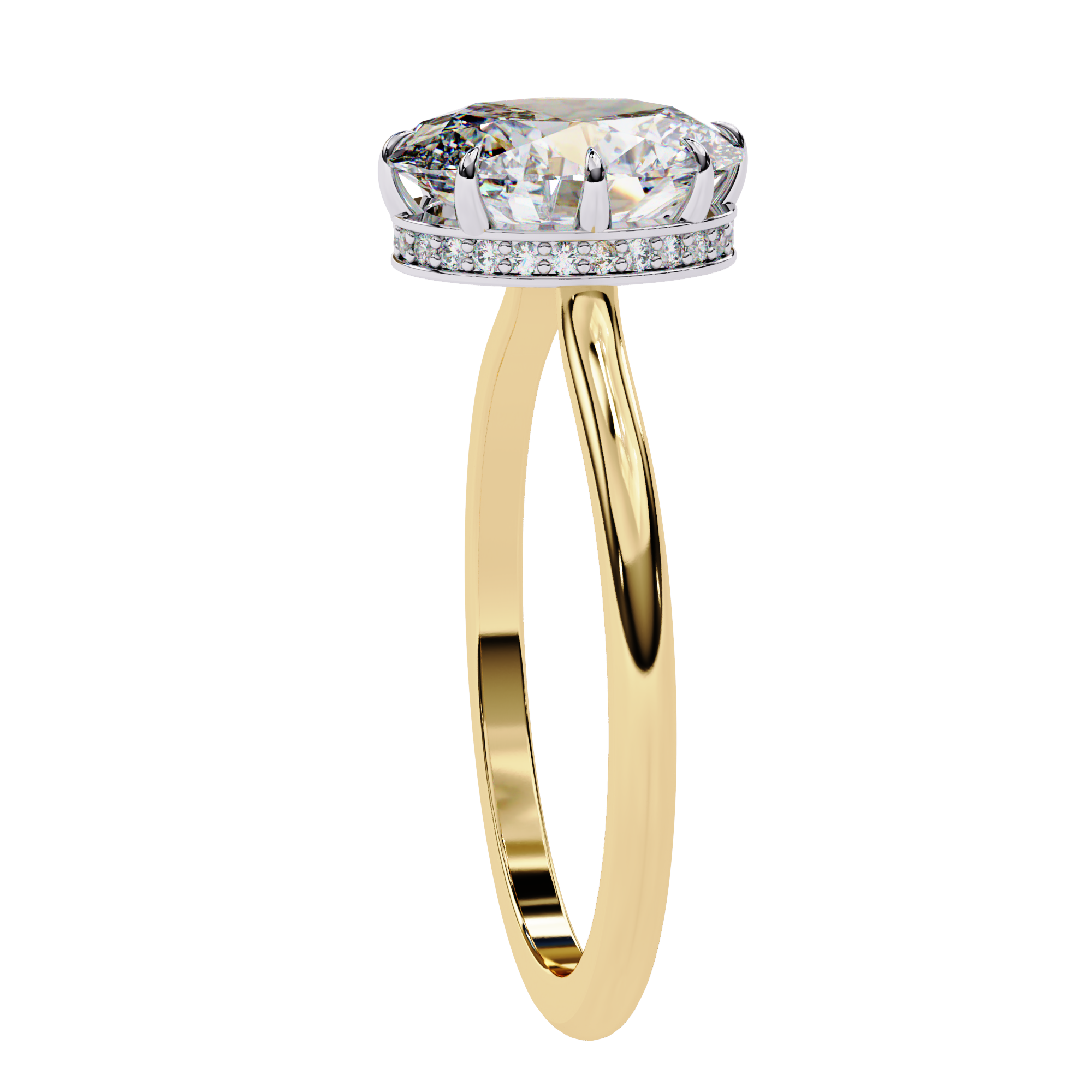 Oval Hidden Halo Diamond Ring
