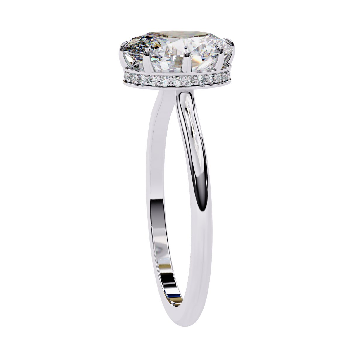 Oval Hidden Halo Diamond Ring