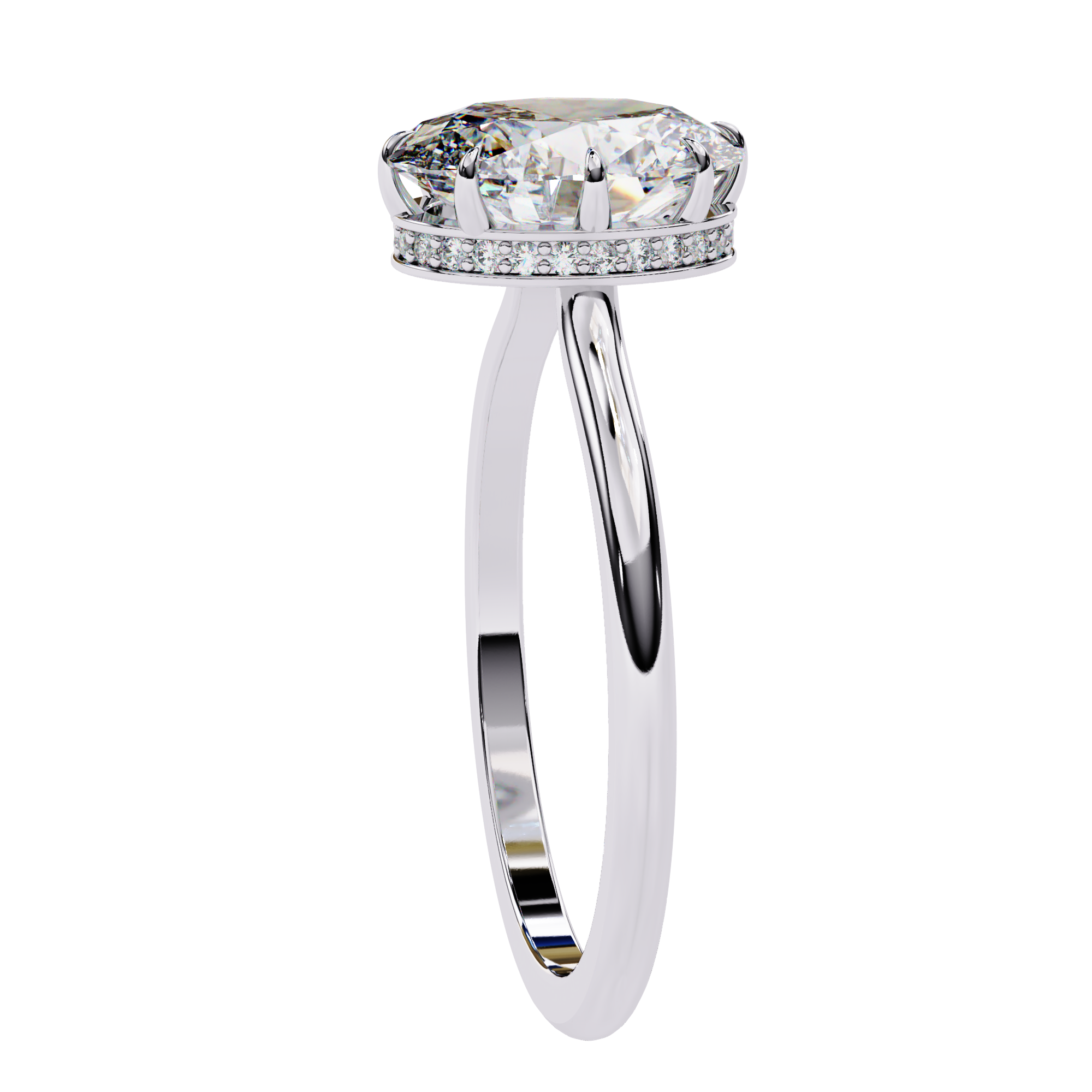 Oval Hidden Halo Diamond Ring